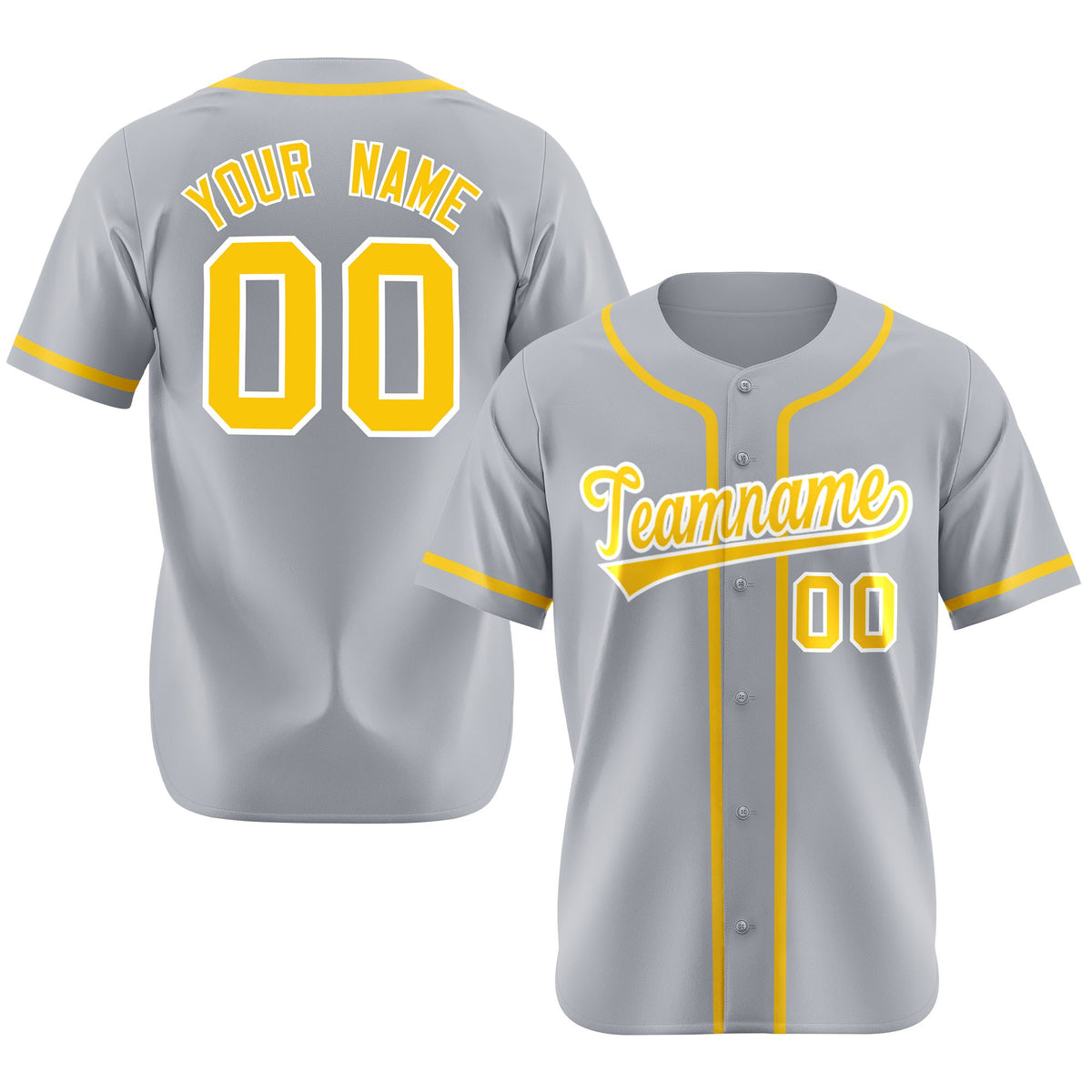Custom Gray Gold-White Classic Style Authentic Baseball Jersey