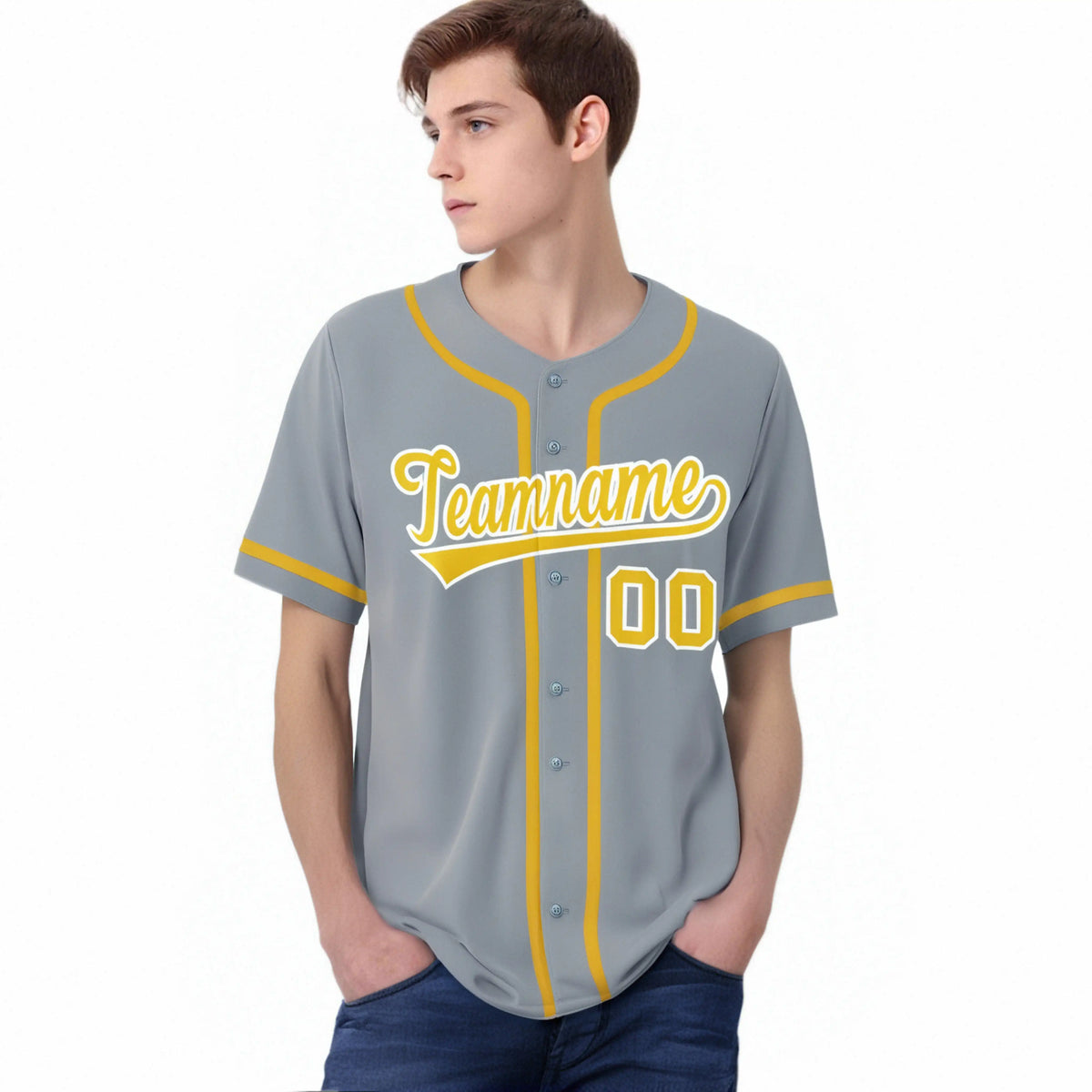 Custom Gray Gold-White Classic Style Authentic Baseball Jersey