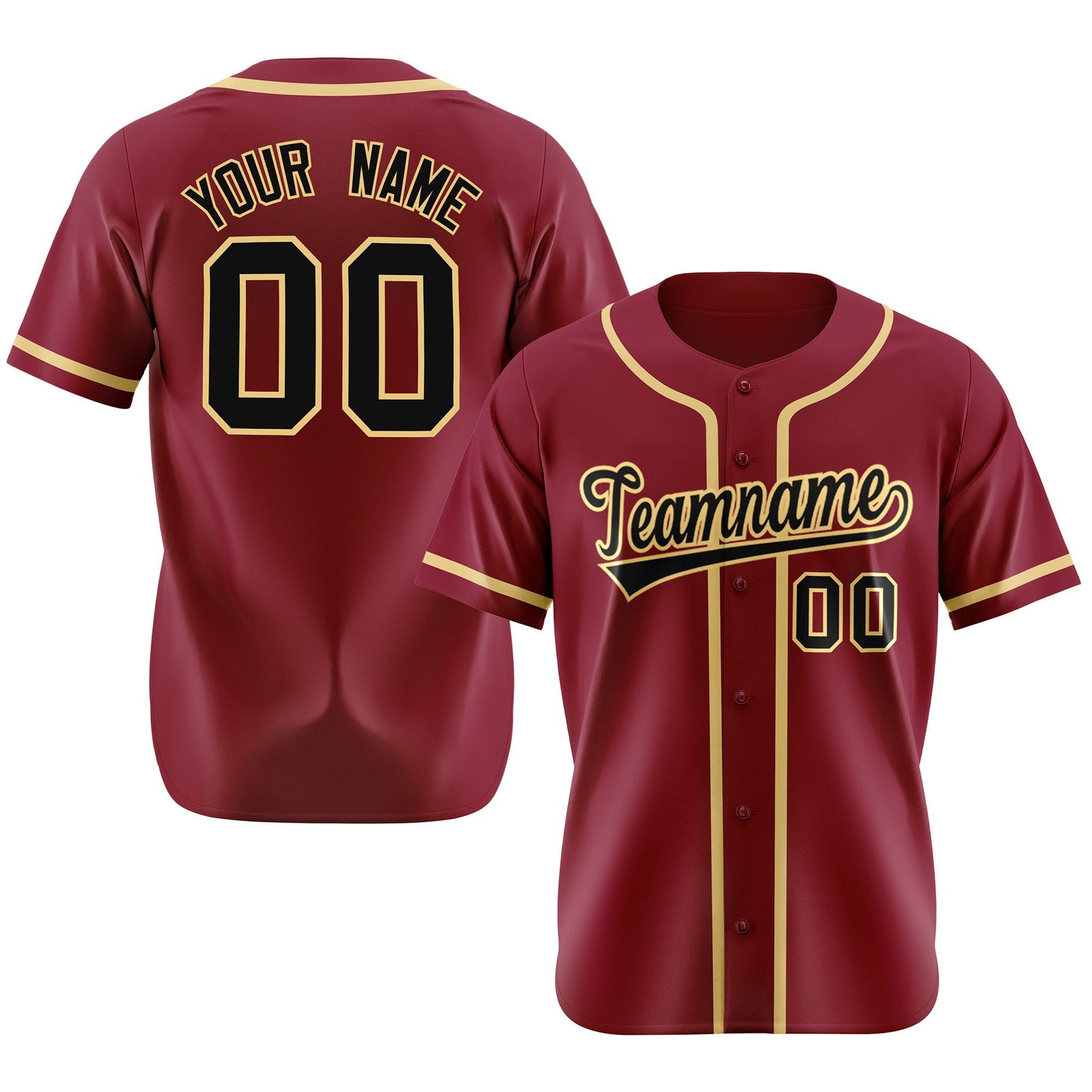 Custom Crimson khaki-Black Classic Style Authentic Baseball Jersey
