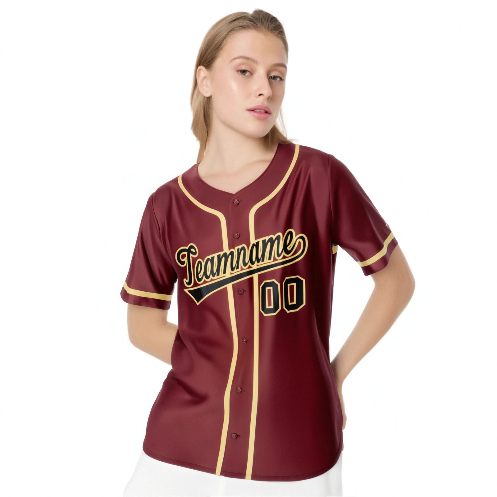 Custom Crimson khaki-Black Classic Style Authentic Baseball Jersey