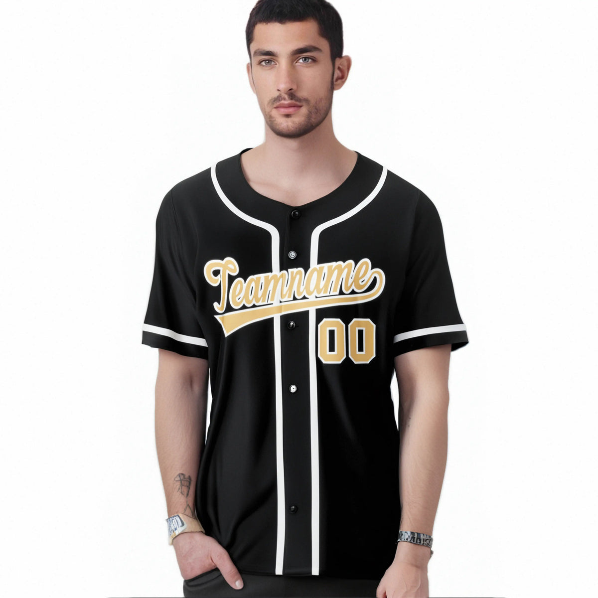 Custom Black White Classic Style Authentic Baseball Jersey