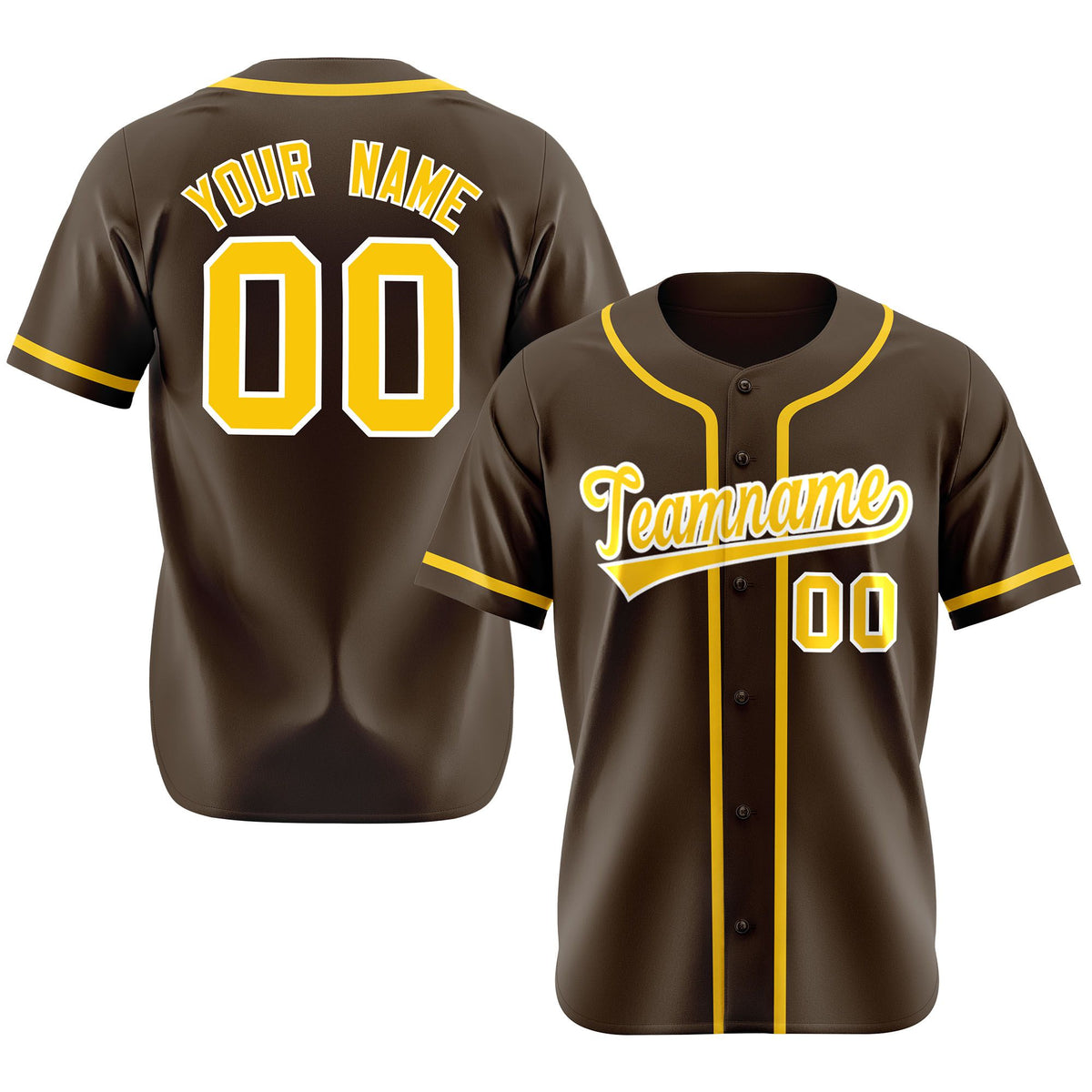 Custom Brown Glod Classic Style Authentic Baseball Jersey