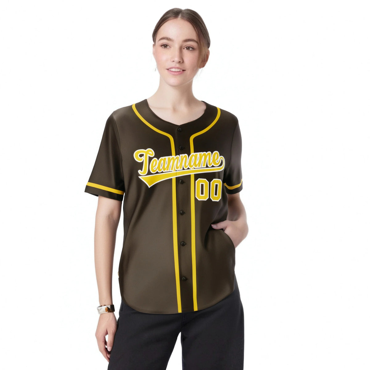 Custom Brown Glod Classic Style Authentic Baseball Jersey