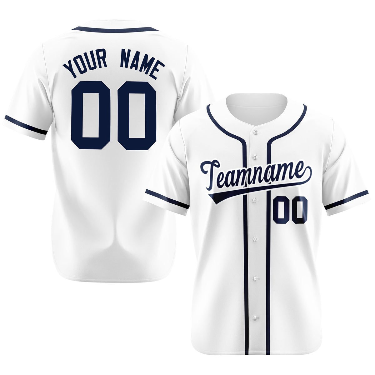 Custom White Navy Classic Style Authentic Baseball Jersey