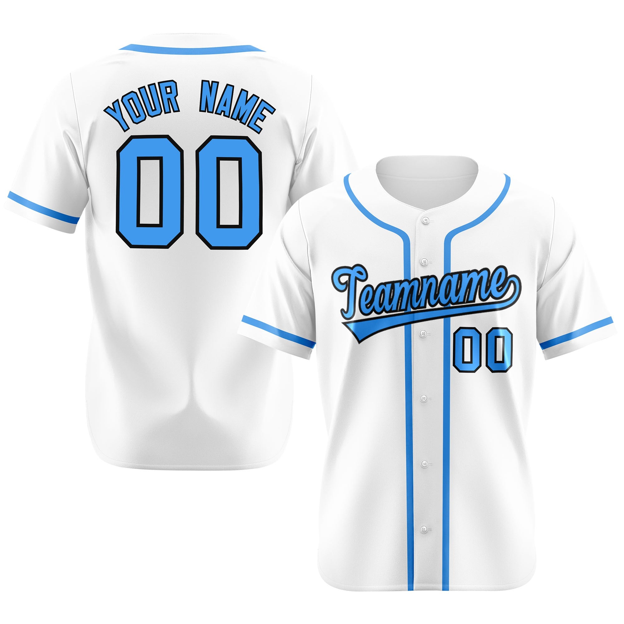 Custom White Powder Blue Classic Style Authentic Baseball Jersey