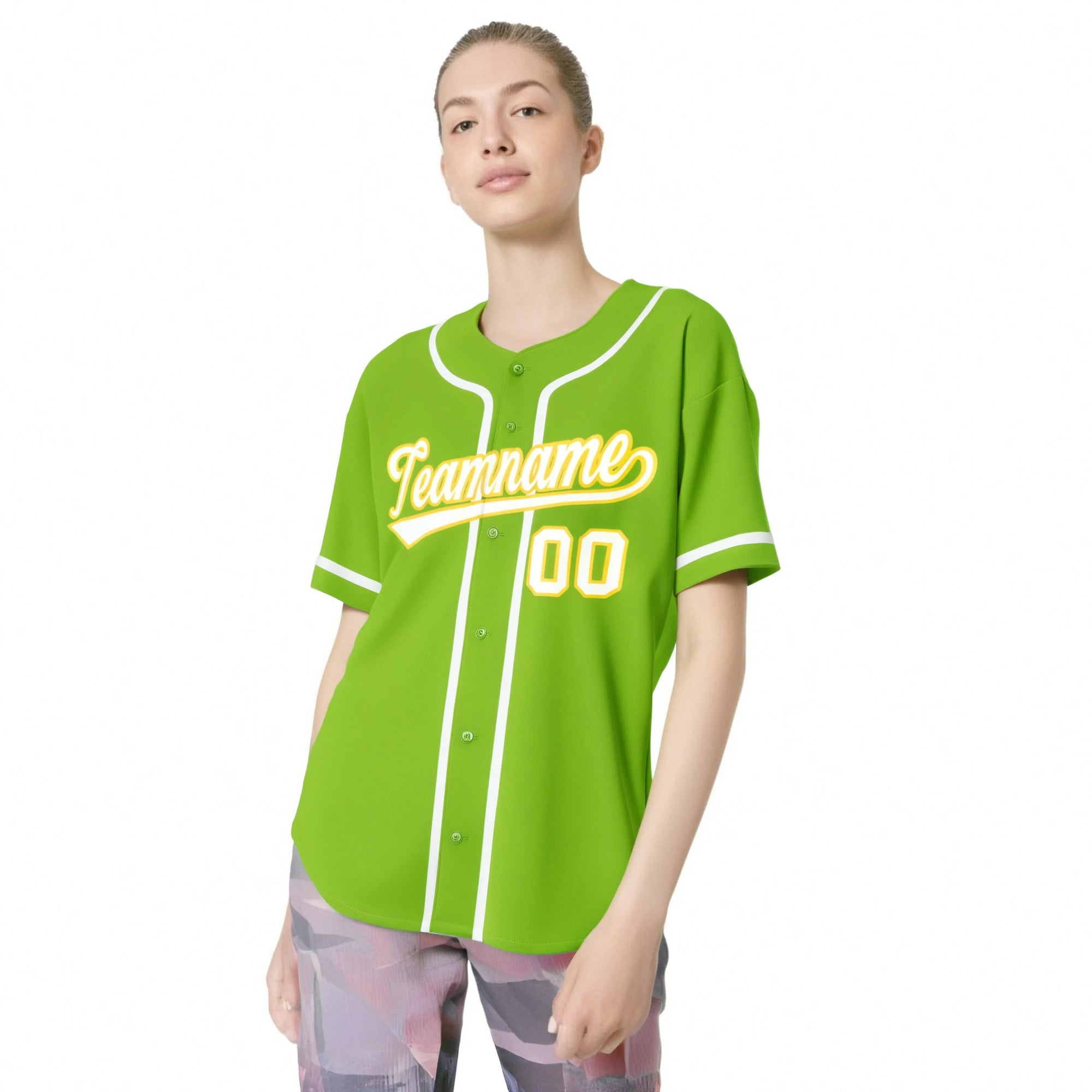 Custom Neon Green White Classic Style Authentic Baseball Jersey