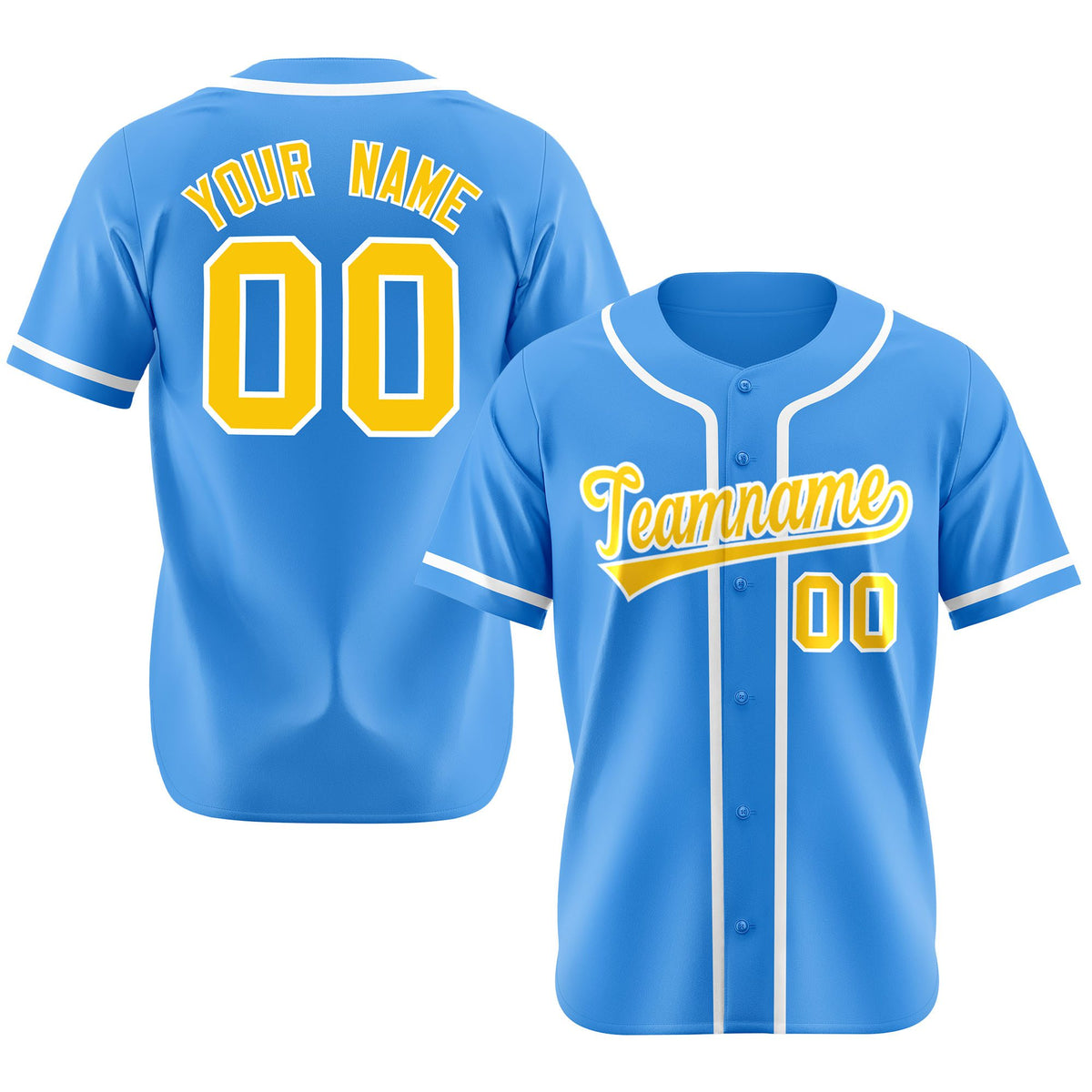Custom Powder Blue White Classic Style Authentic Baseball Jersey