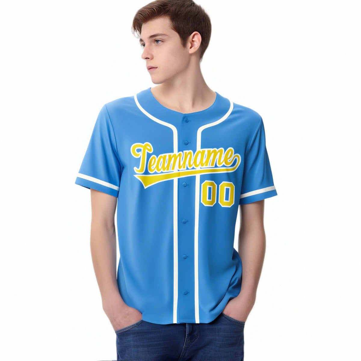 Custom Powder Blue White Classic Style Authentic Baseball Jersey