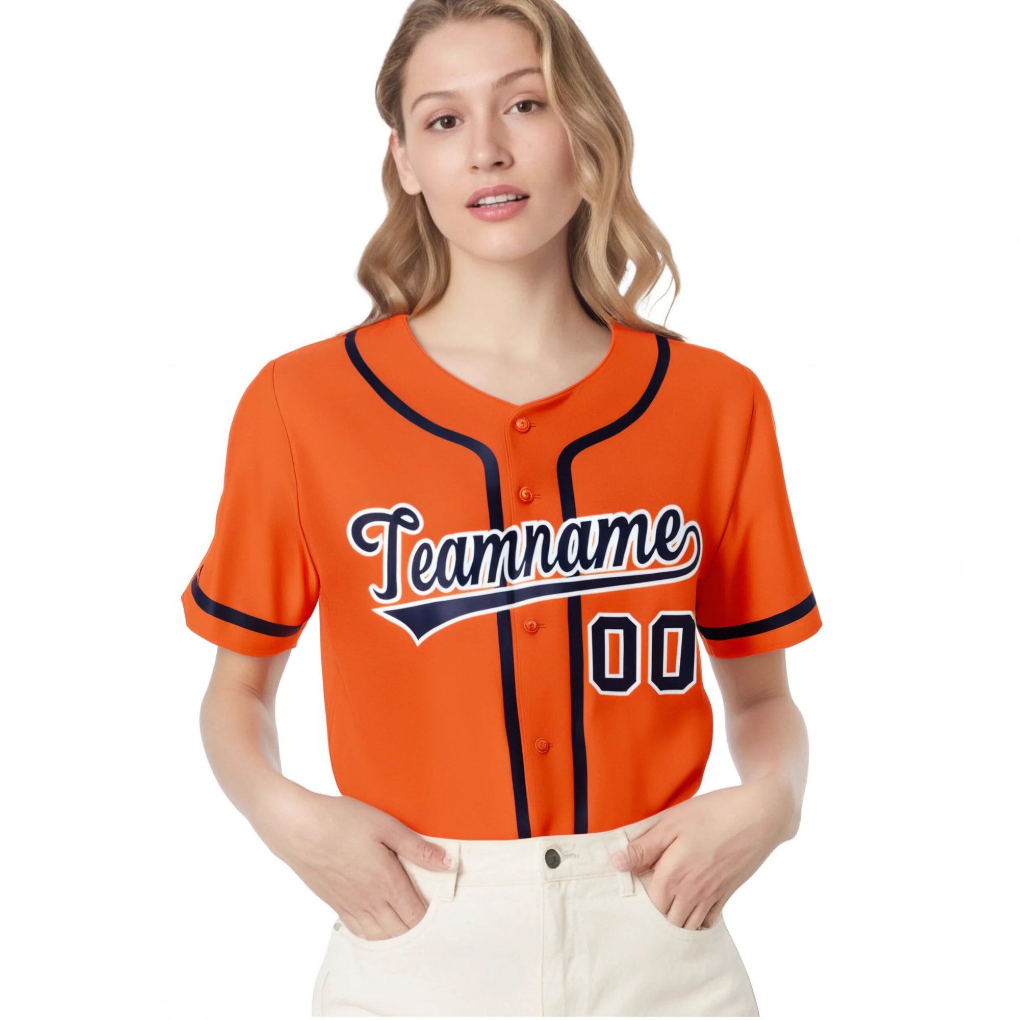 Custom Orange Navy Classic Style Authentic Baseball Jersey