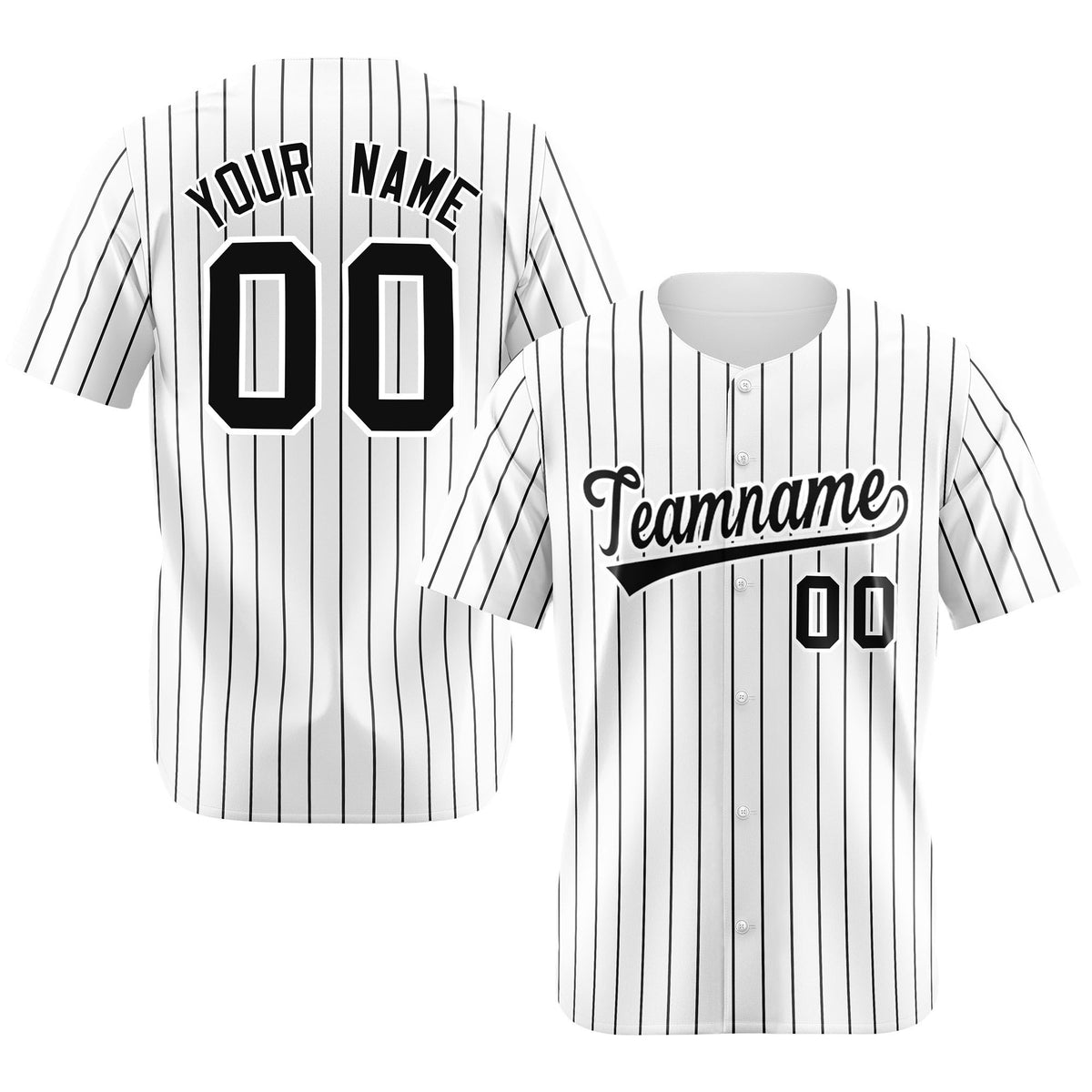 Custom White Black Pinstripe Authentic Baseball Jersey