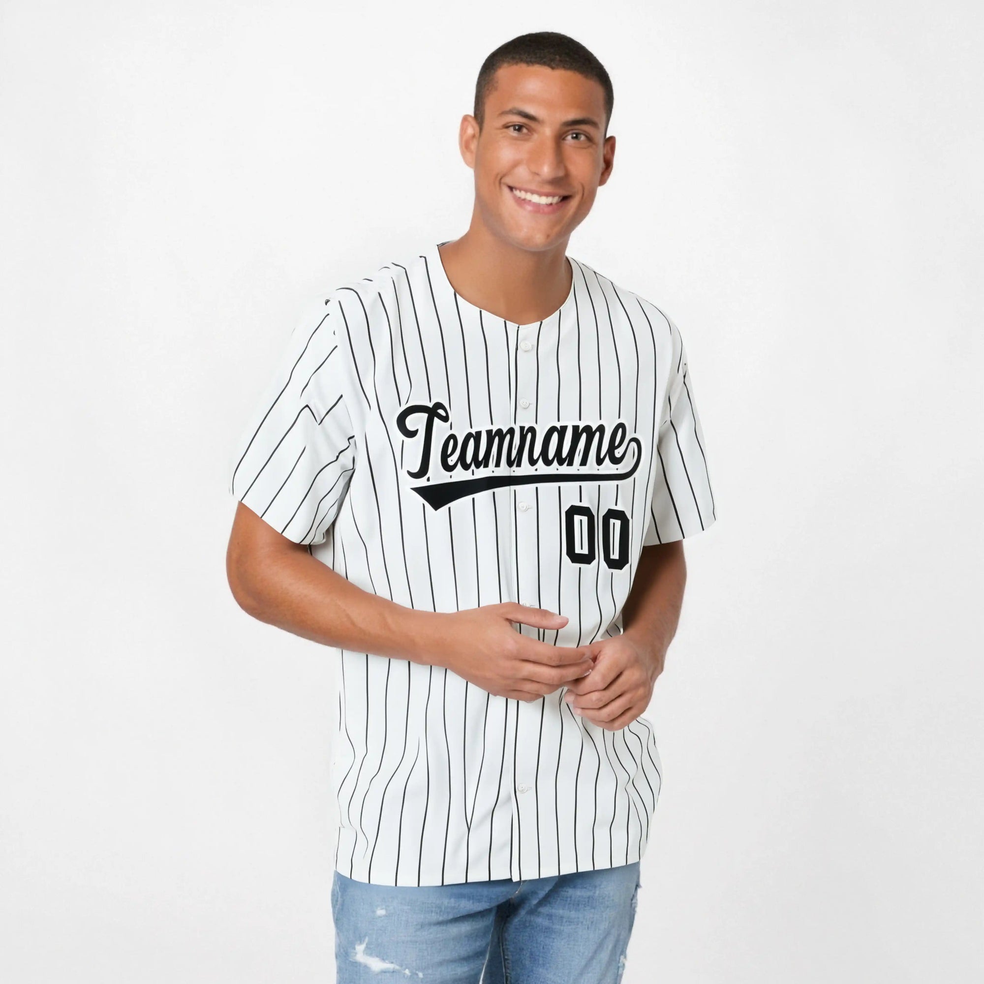 Custom White Black Pinstripe Authentic Baseball Jersey