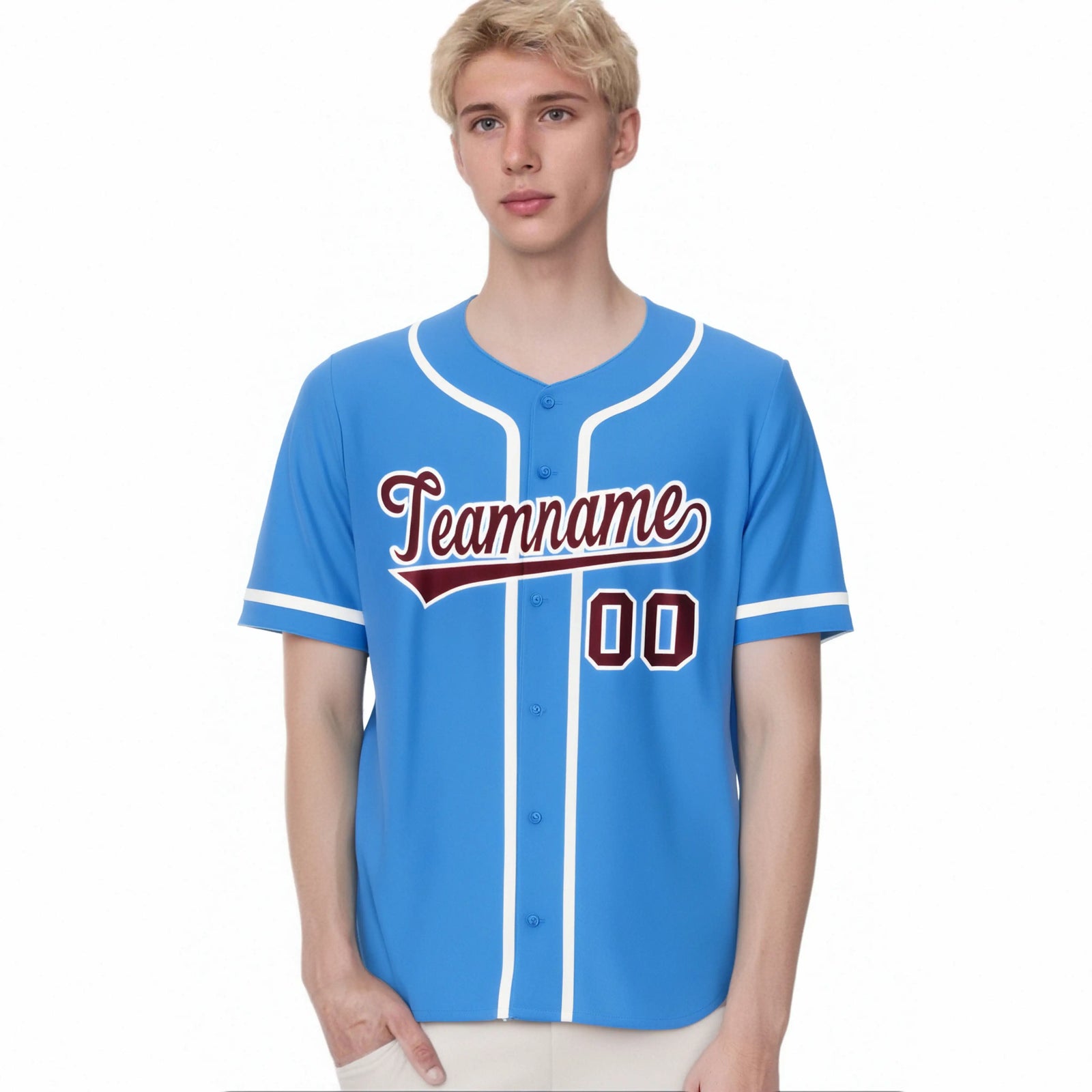 Custom Powder Blue White Classic Style Authentic Baseball Jersey