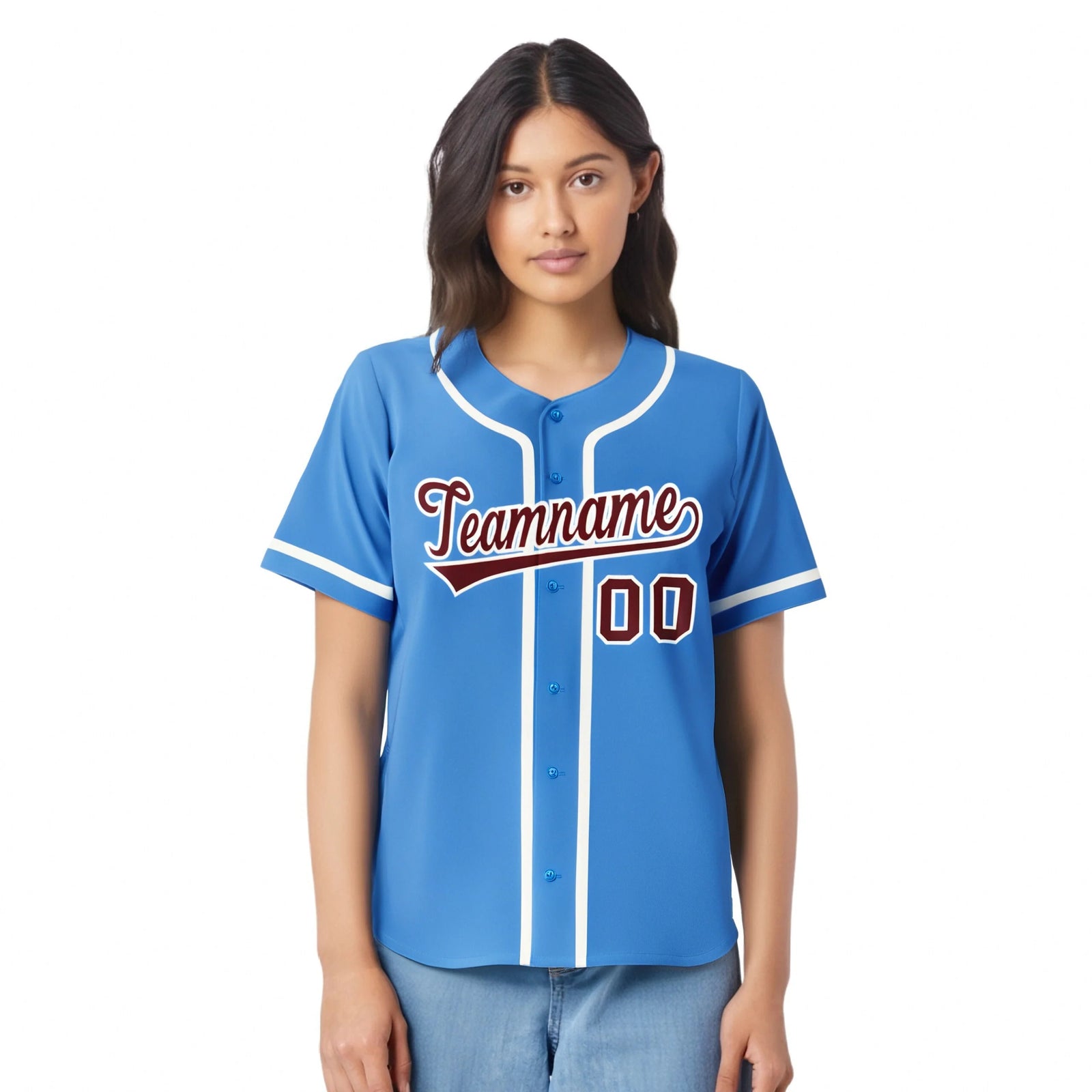 Custom Powder Blue White Classic Style Authentic Baseball Jersey