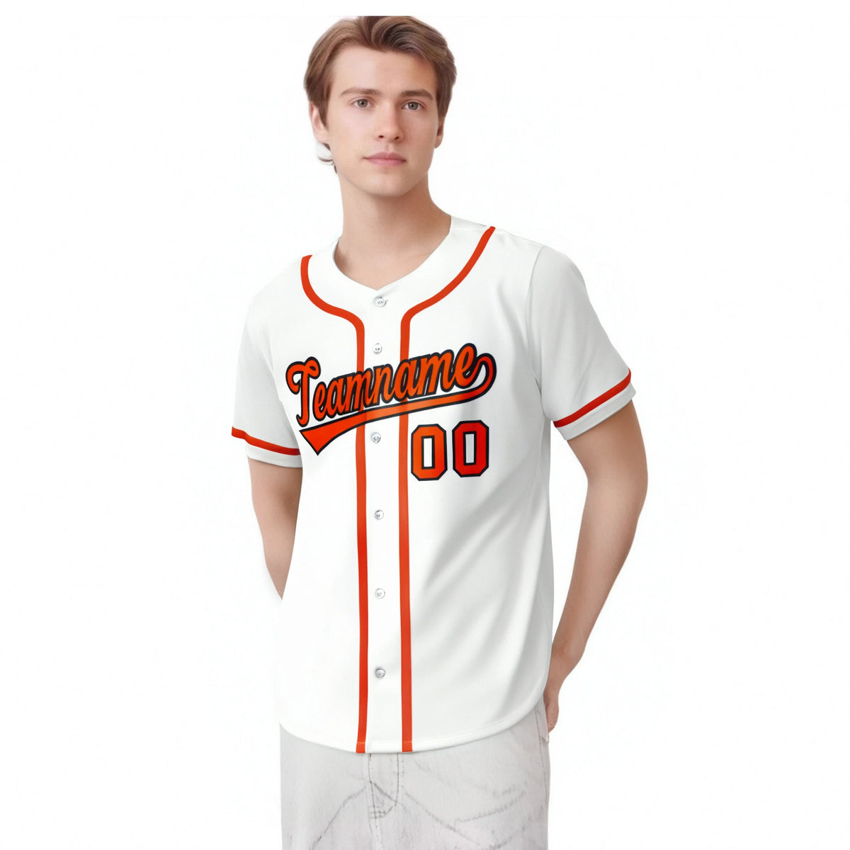Custom White Orange Classic Style Authentic Baseball Jersey