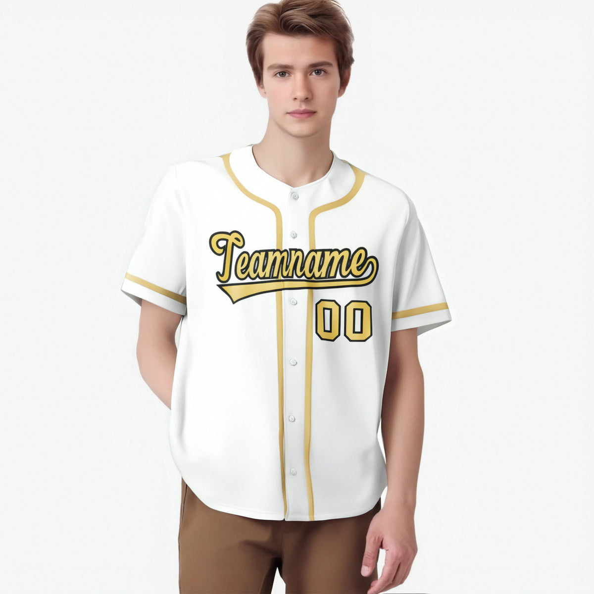 Custom White Khaki Classic Style Authentic Baseball Jersey