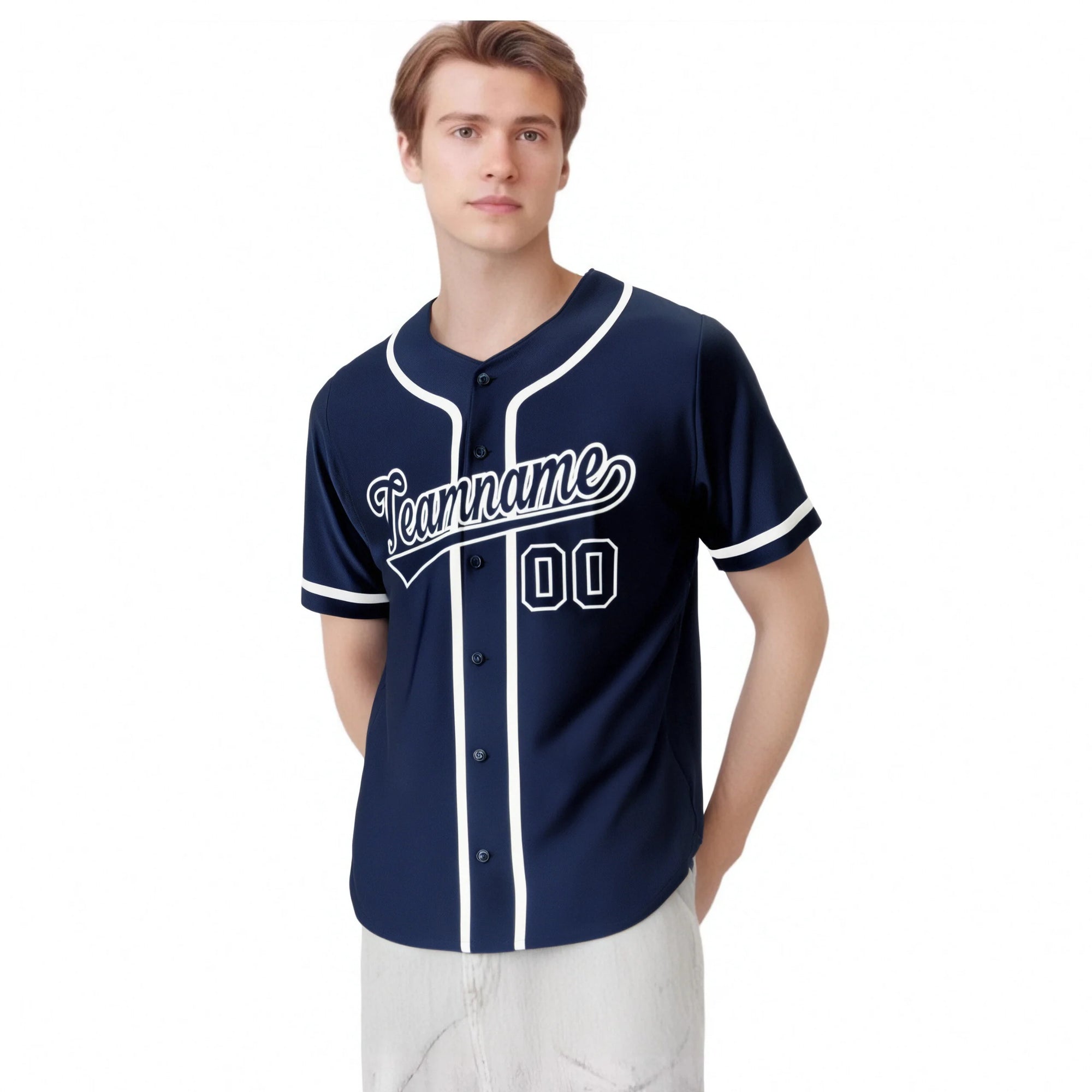 Custom Navy White Classic Style Authentic Baseball Jersey