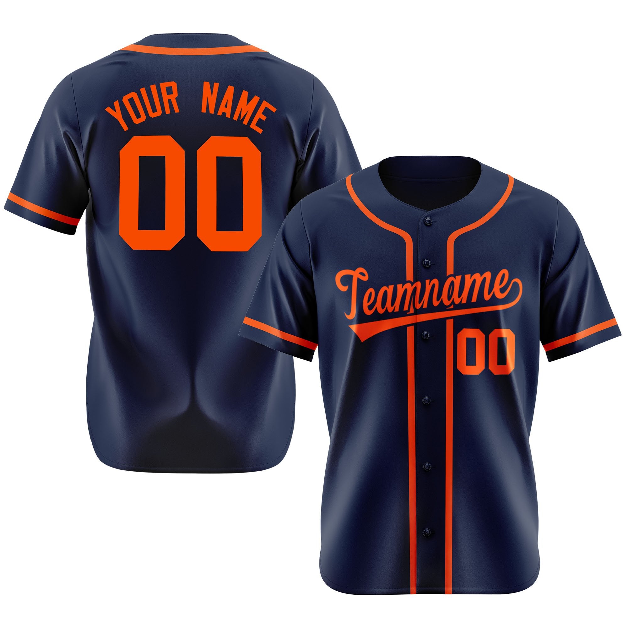 Custom Navy Orange Classic Style Authentic Baseball Jersey