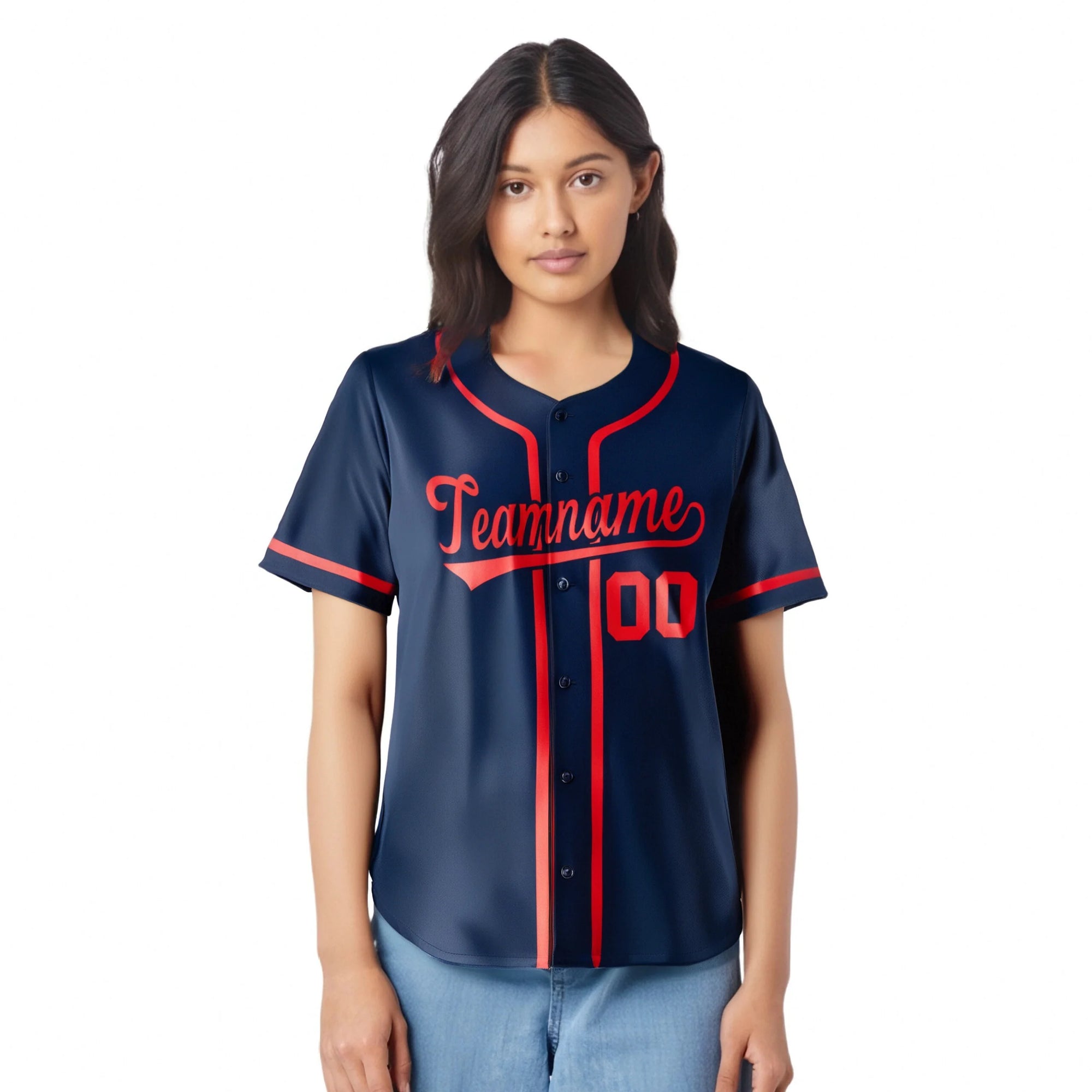 Custom Navy Red Classic Style Authentic Baseball Jersey