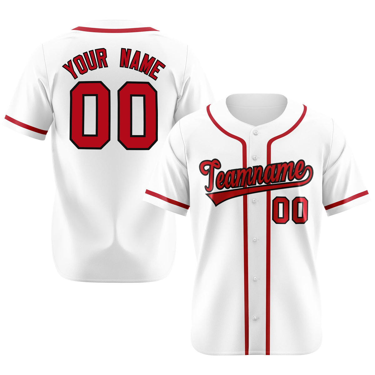 Custom White Red Classic Style Authentic Baseball Jersey