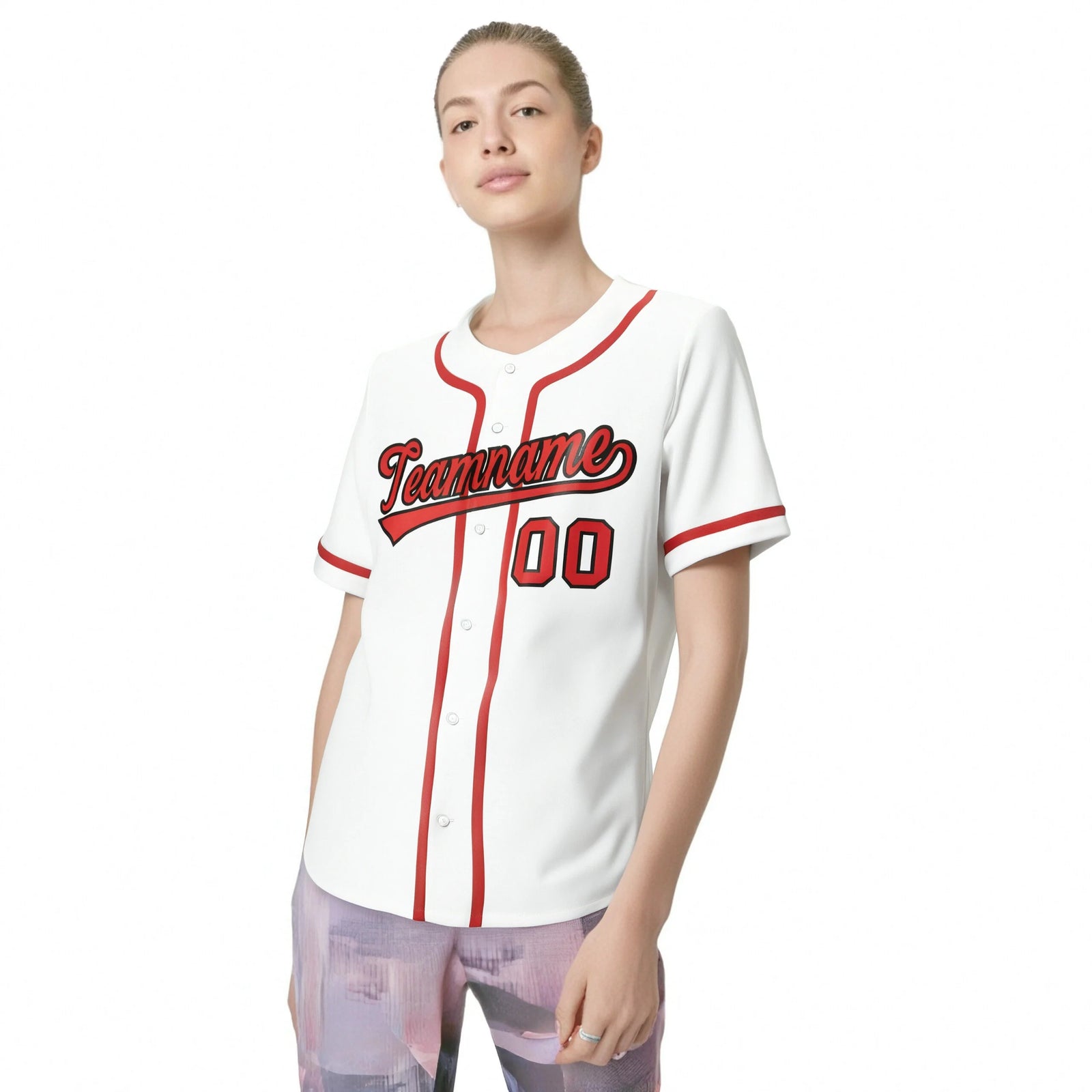 Custom White Red Classic Style Authentic Baseball Jersey