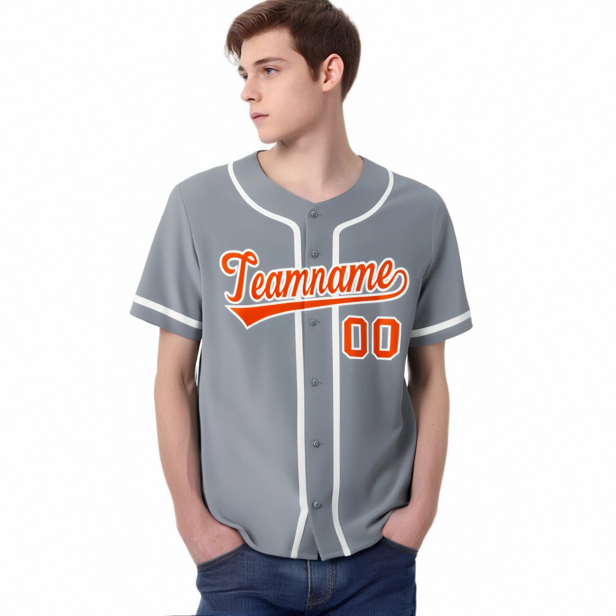 Custom Gray Orange-White Classic Style Authentic Baseball Jersey