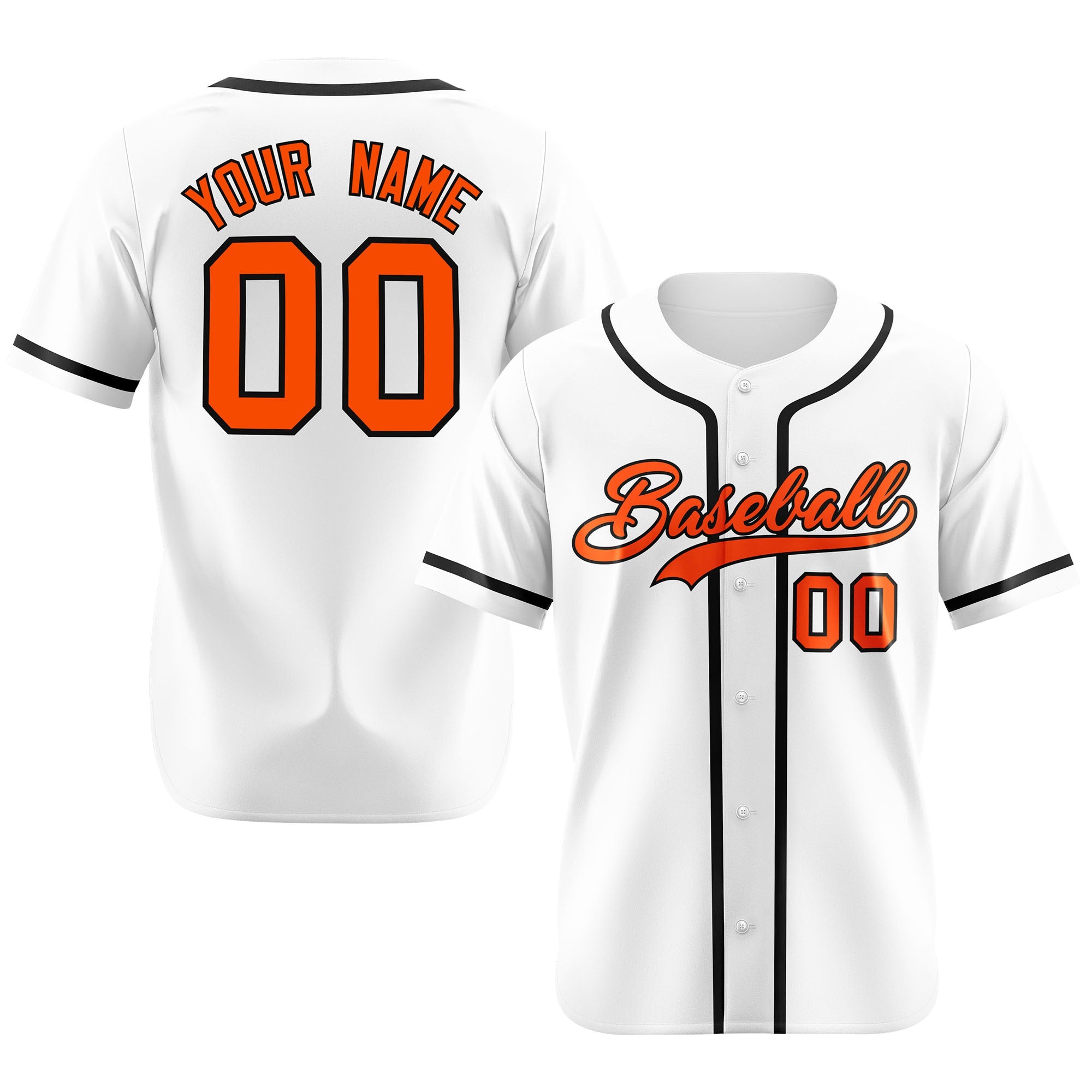 Custom White Black-Orange Classic Style Authentic Baseball Jersey