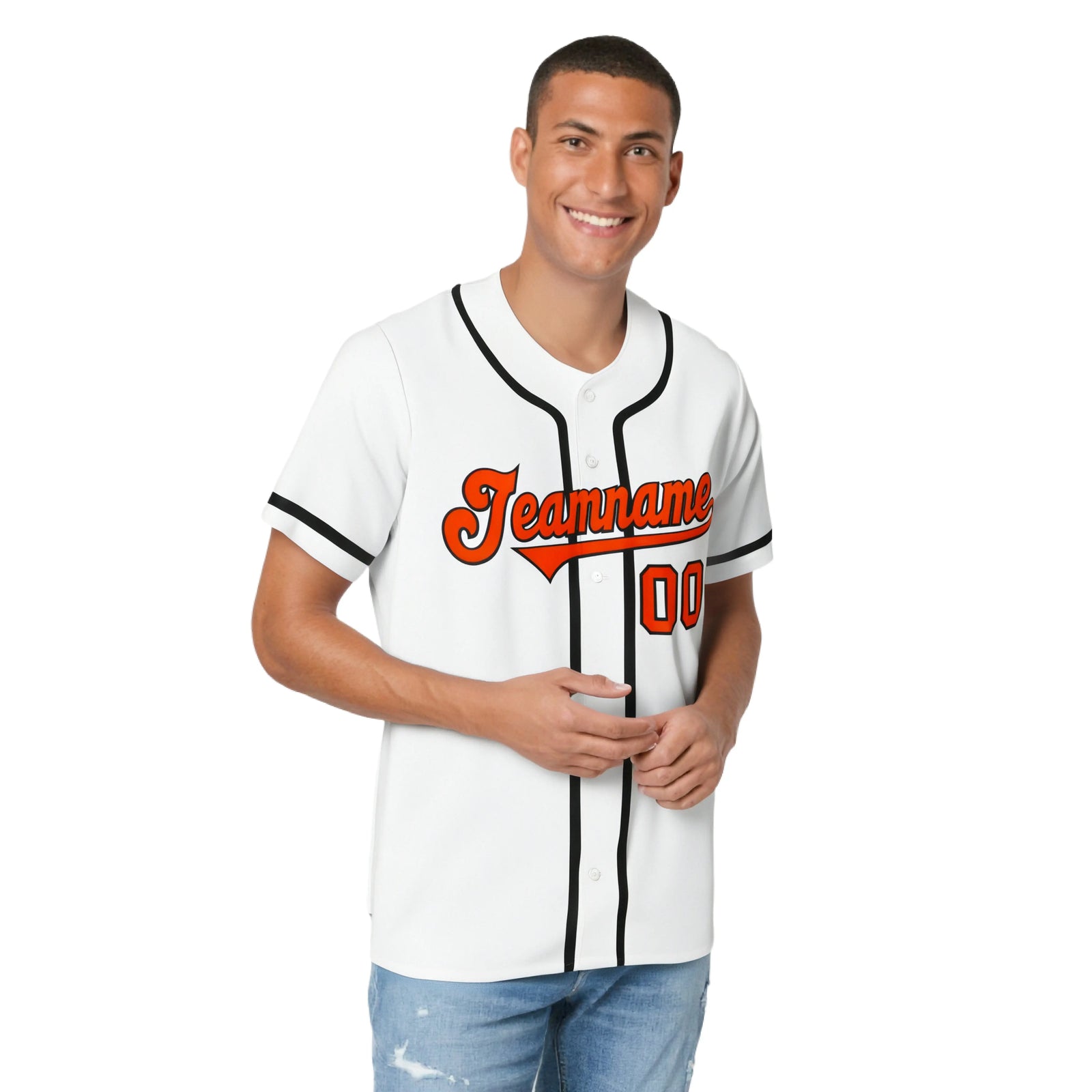 Custom White Black-Orange Classic Style Authentic Baseball Jersey