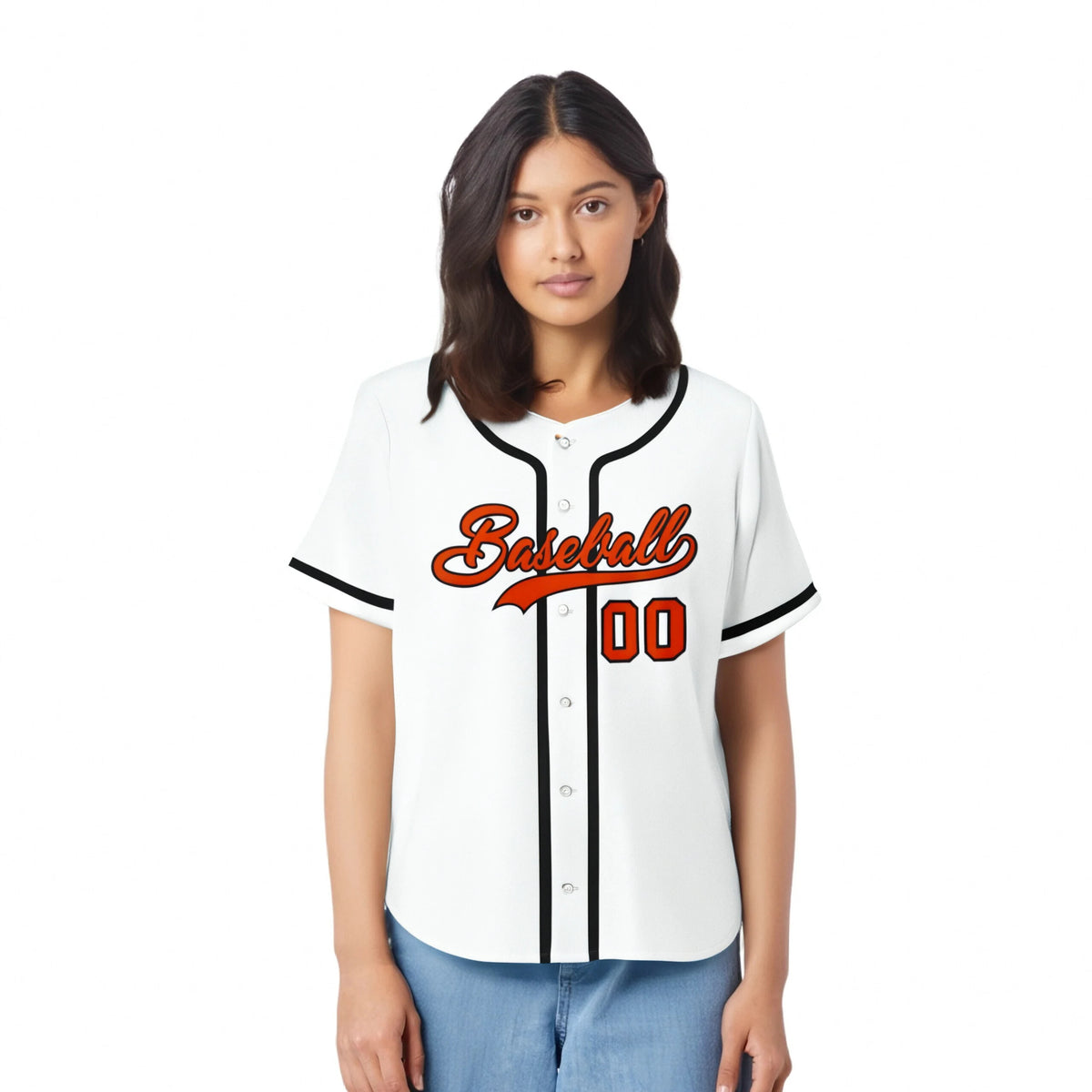 Custom White Black-Orange Classic Style Authentic Baseball Jersey