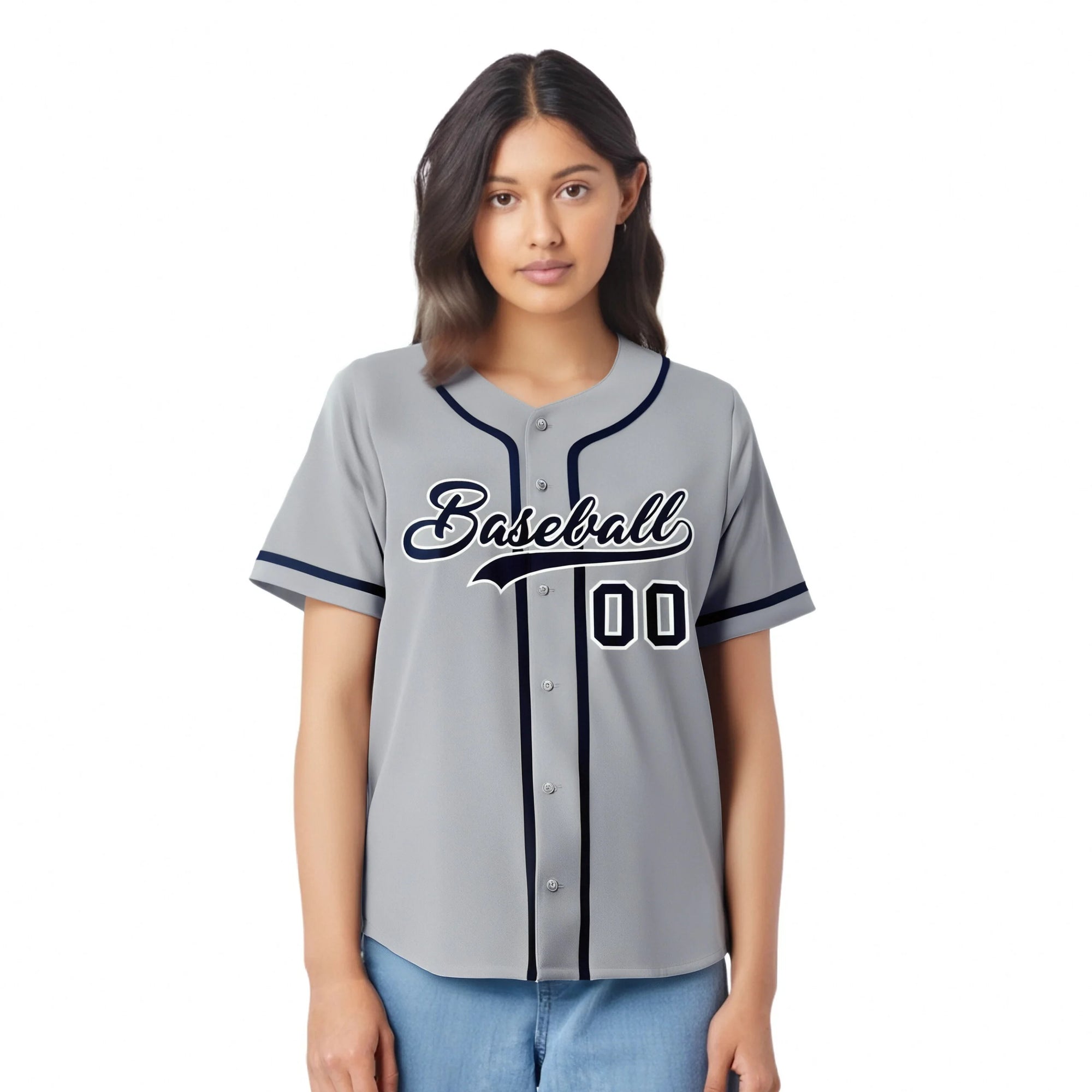 Custom Gray Navy Classic Style Authentic Baseball Jersey