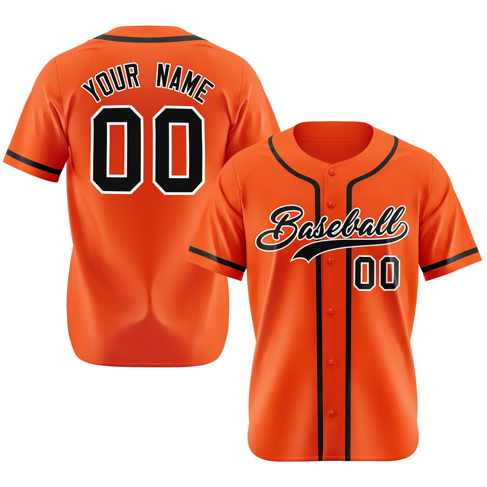 Custom Orange Black Classic Style Authentic Baseball Jersey