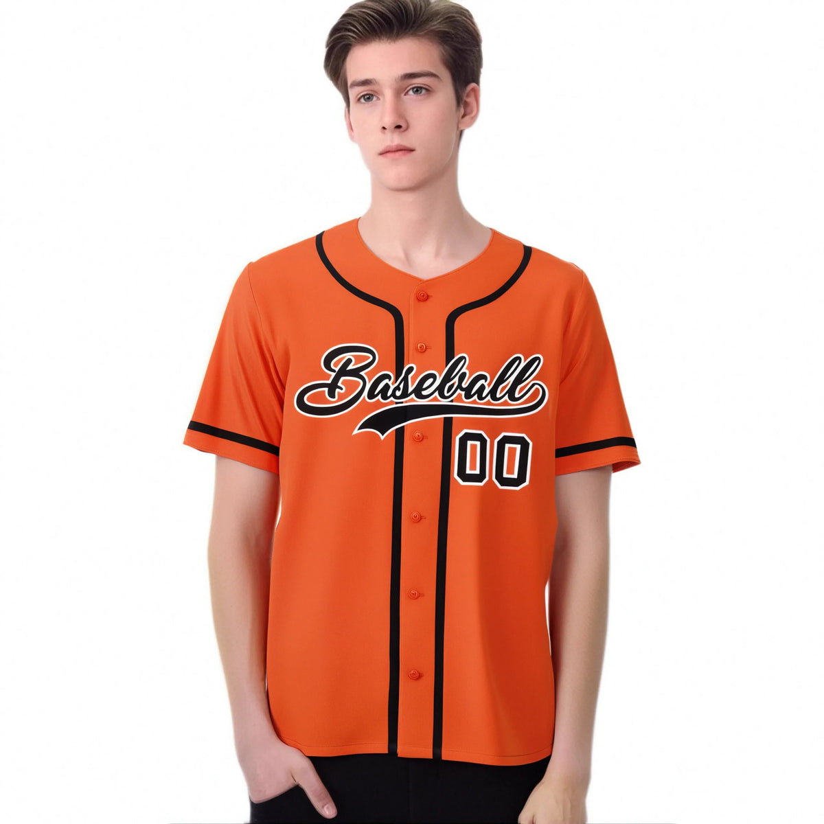 Custom Orange Black Classic Style Authentic Baseball Jersey