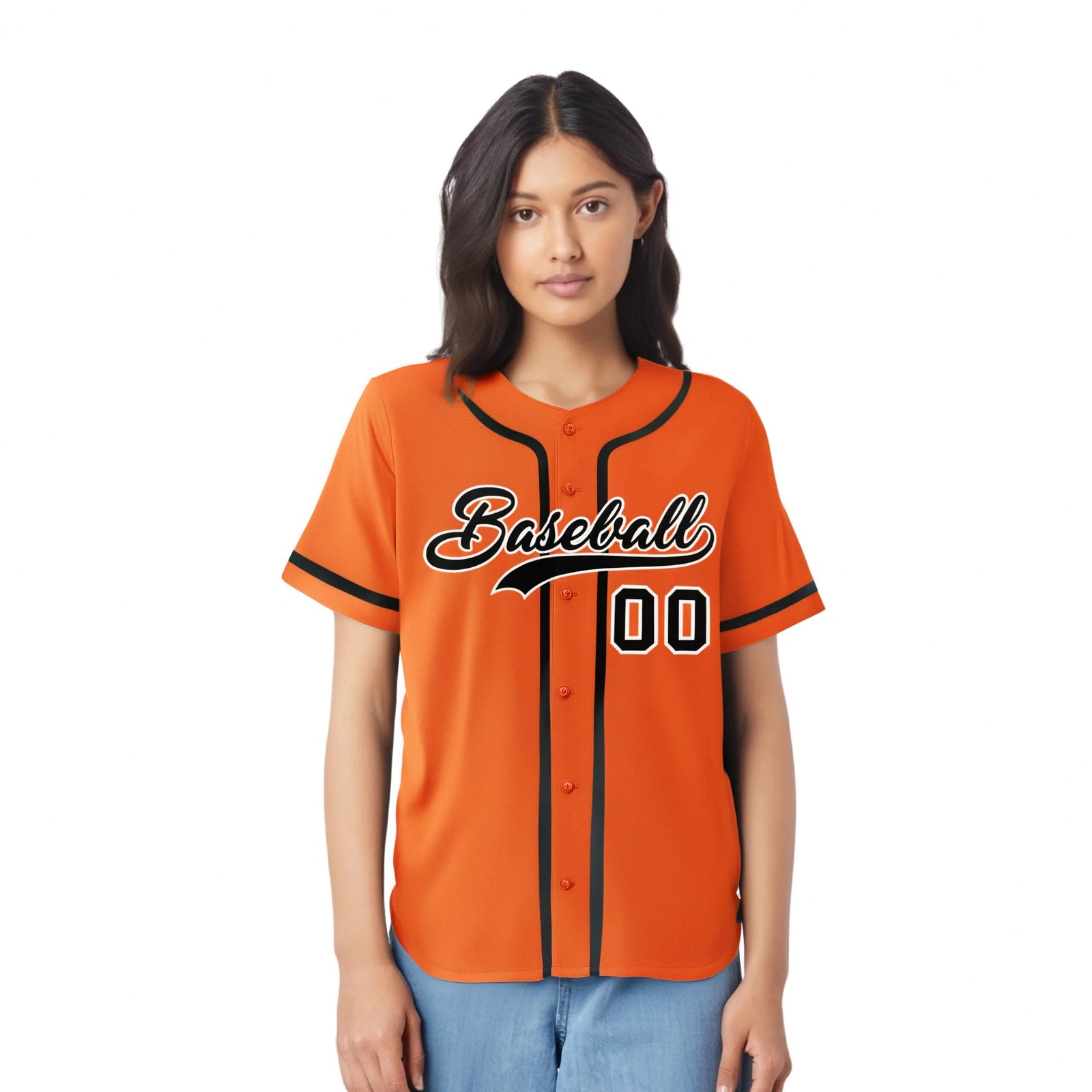 Custom Orange Black Classic Style Authentic Baseball Jersey
