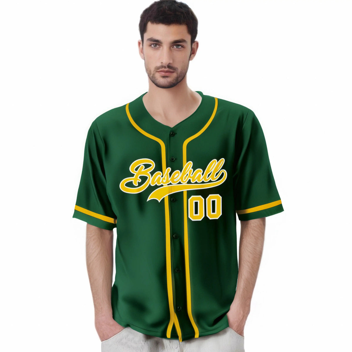Custom Green Glod Classic Style Authentic Baseball Jersey