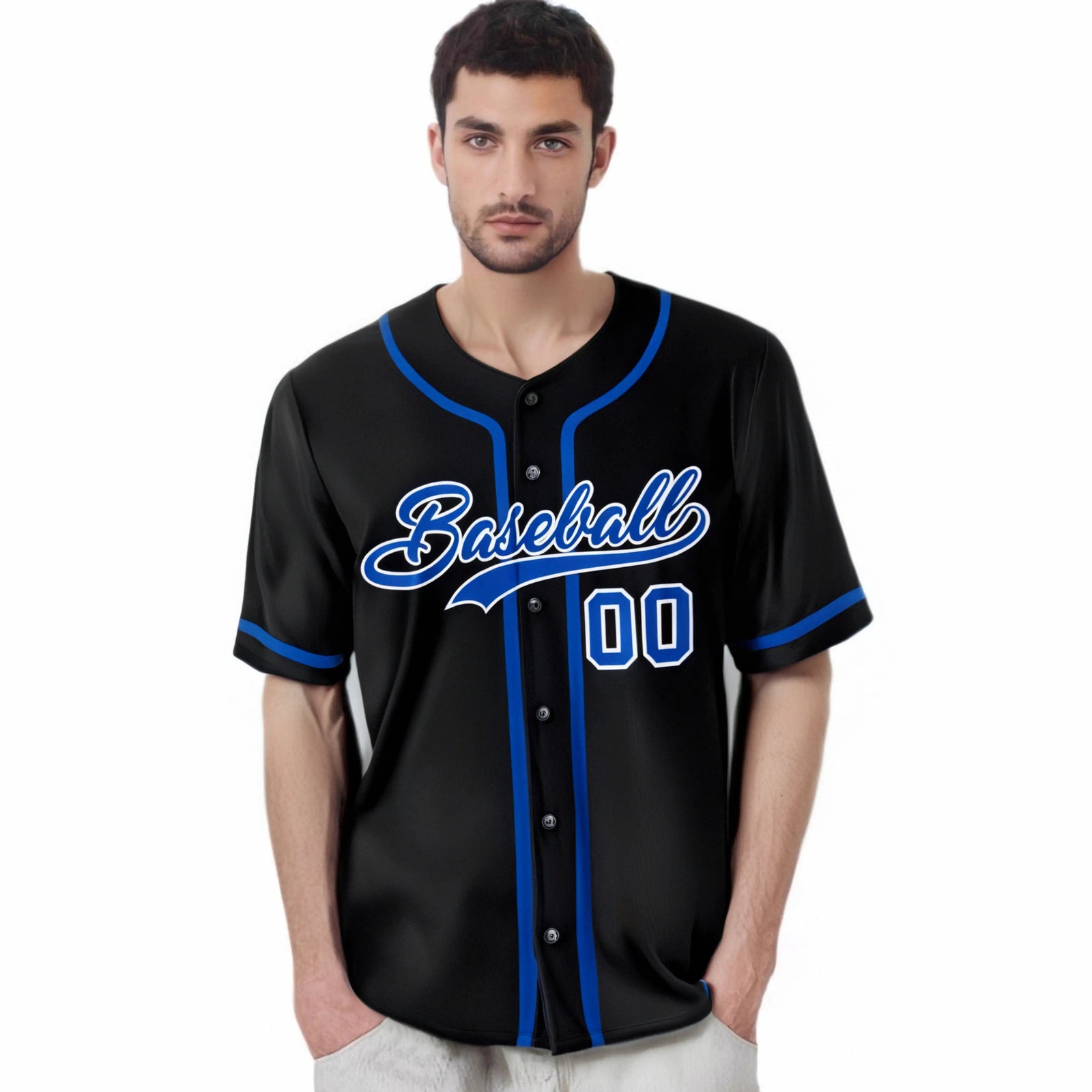 Custom Black Royal Blue Classic Style Authentic Baseball Jersey