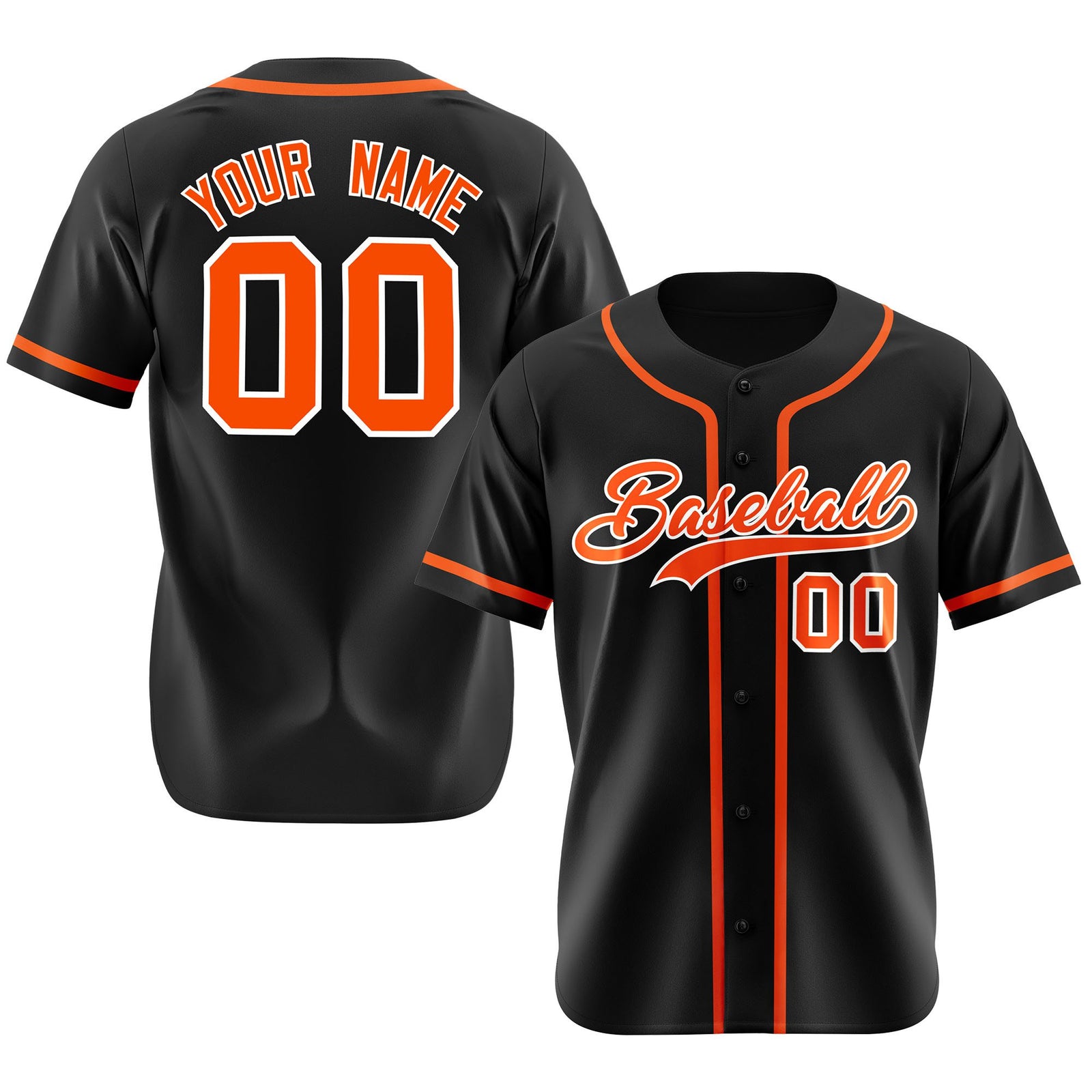 Custom Black Orange Classic Style Authentic Baseball Jersey
