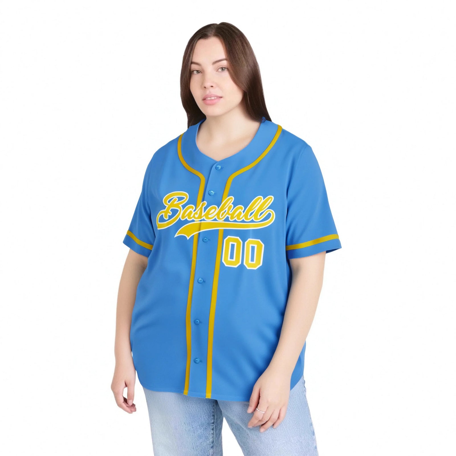 Custom Powder Blue Glod Classic Style Authentic Baseball Jersey