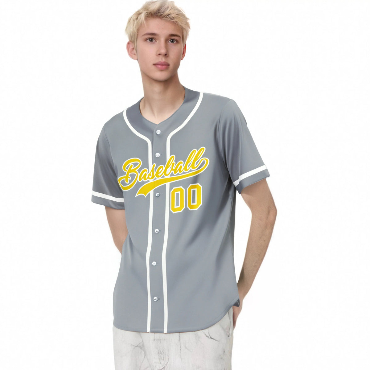 Custom Gray Glod White Classic Style Authentic Baseball Jersey