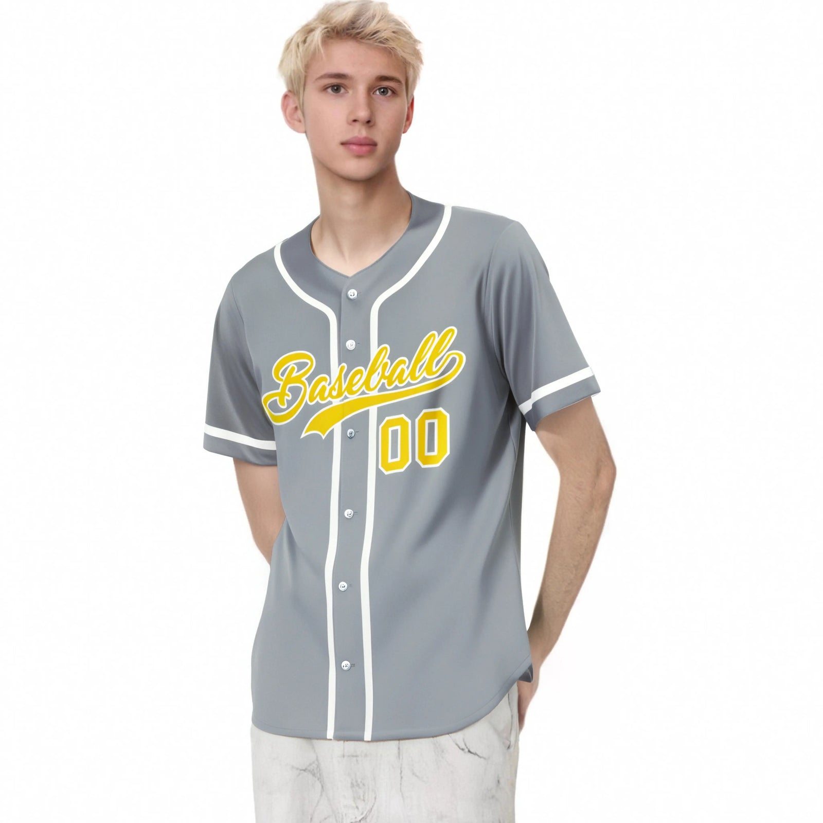 Custom Gray Glod White Classic Style Authentic Baseball Jersey