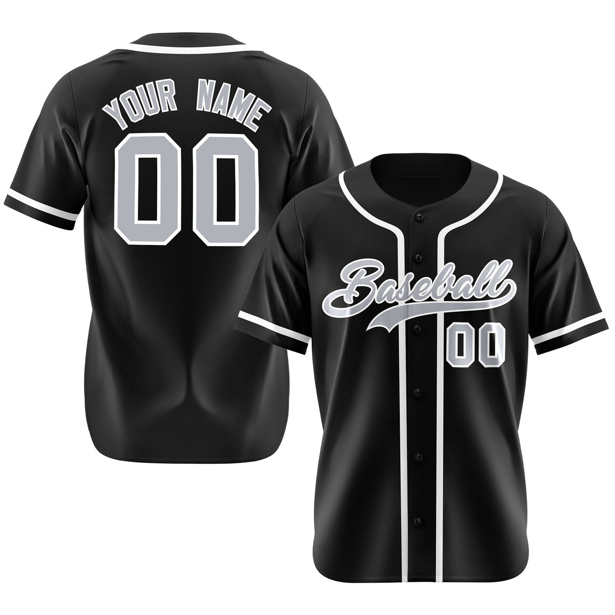 Custom Black Gray-White Classic Style Authentic Baseball Jersey