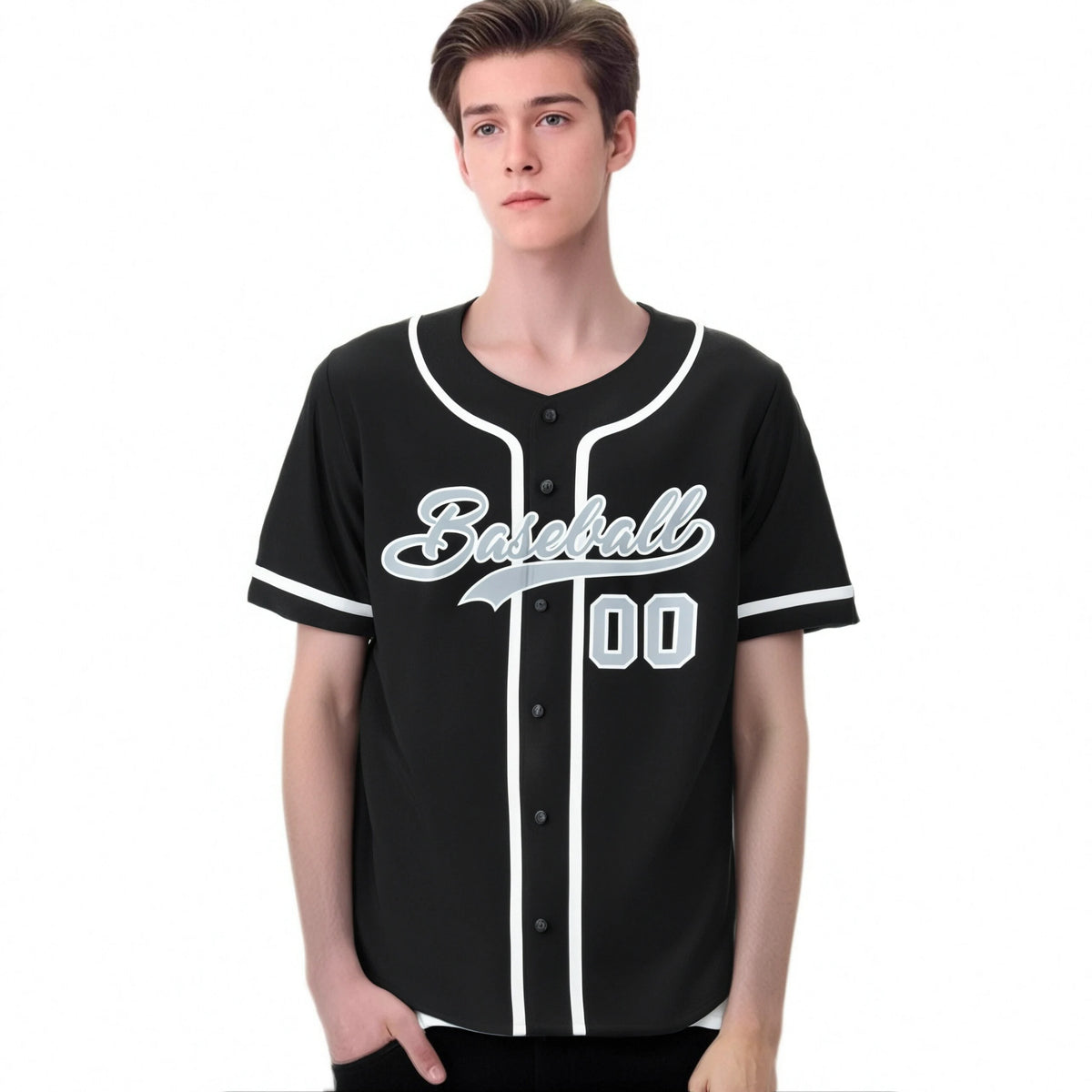 Custom Black Gray-White Classic Style Authentic Baseball Jersey