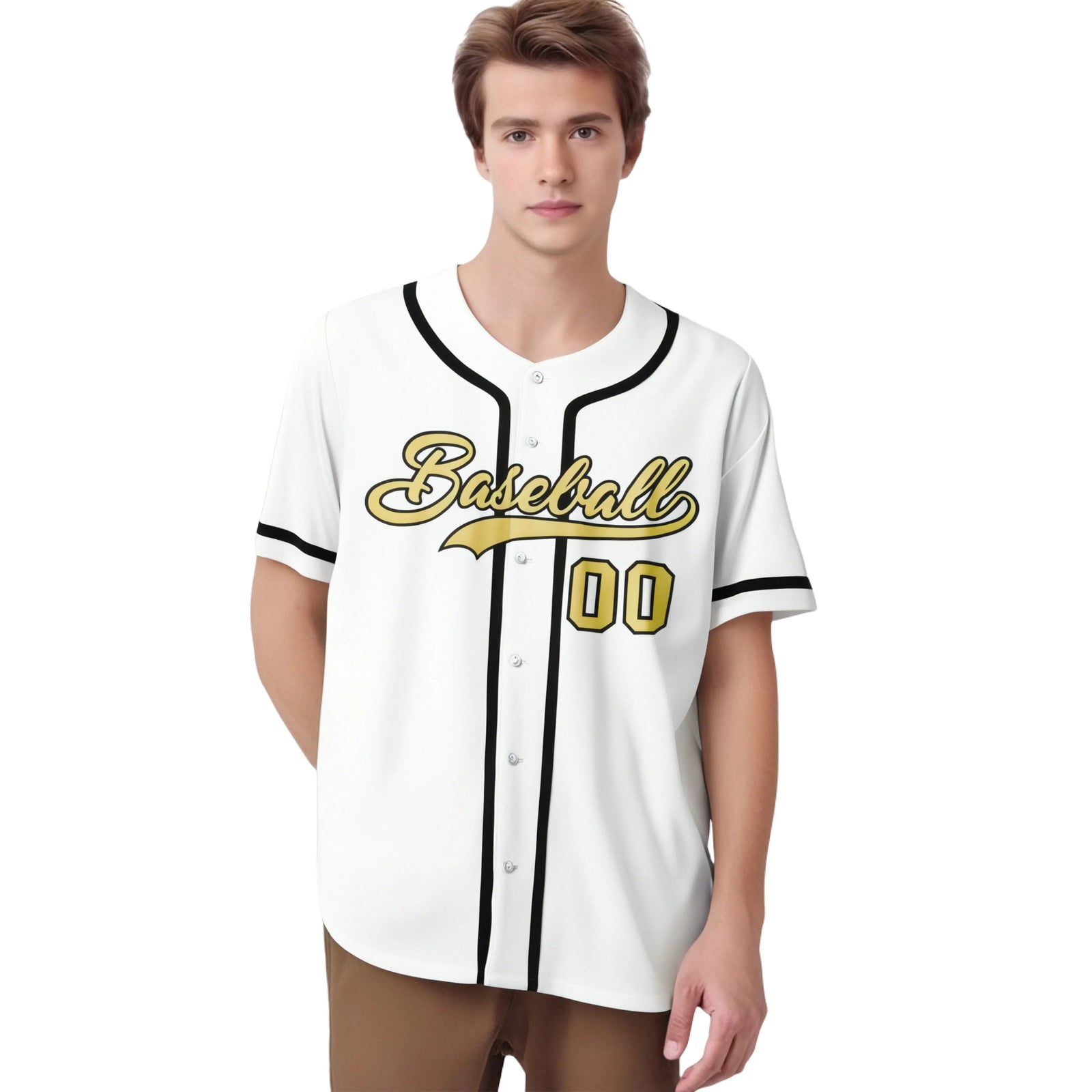 Custom White Glod-Black Classic Style Authentic Baseball Jersey