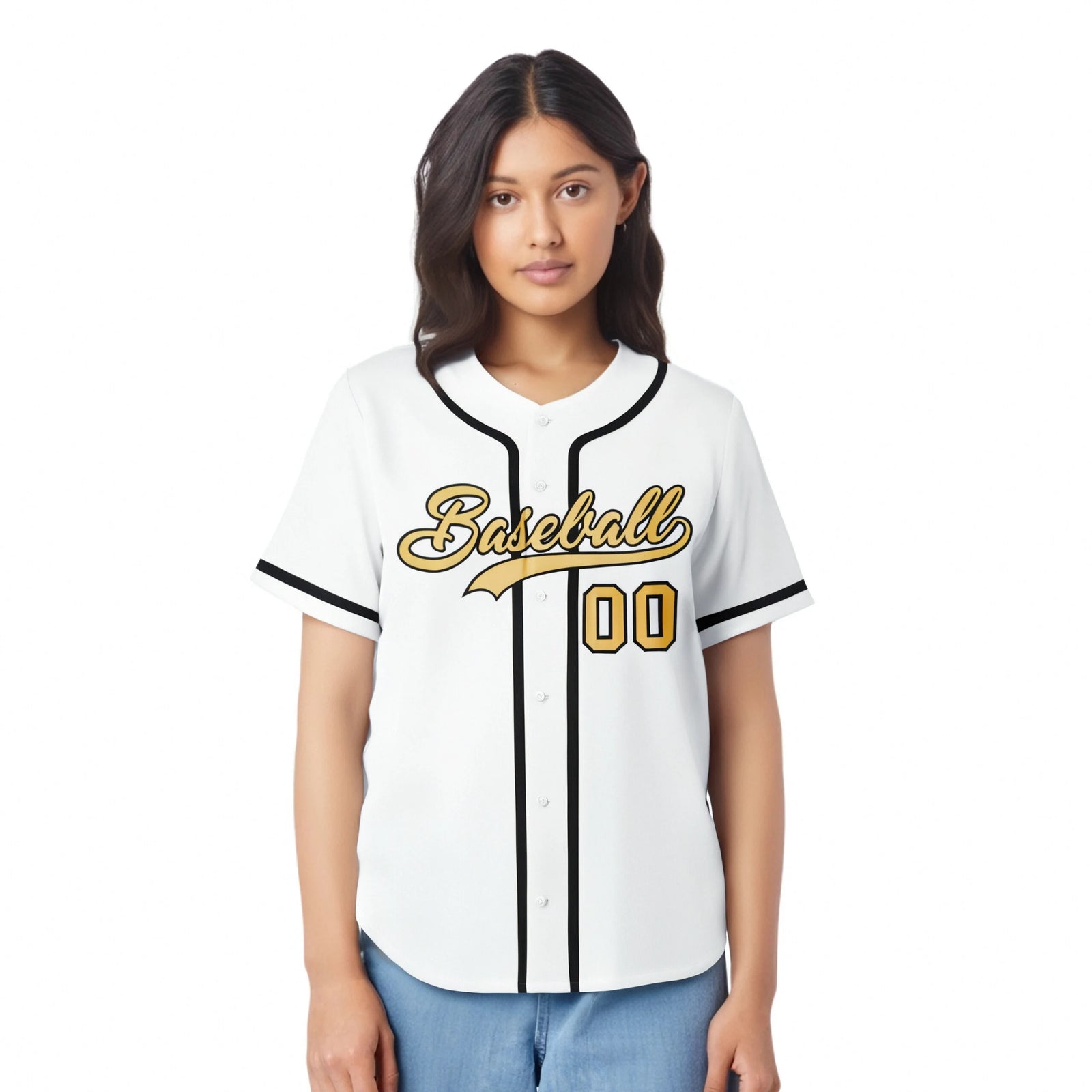 Custom White Glod-Black Classic Style Authentic Baseball Jersey