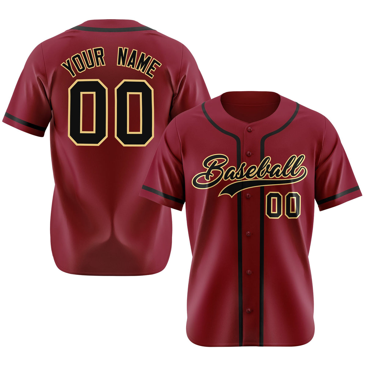 Custom Crimson Black Classic Style Authentic Baseball Jersey