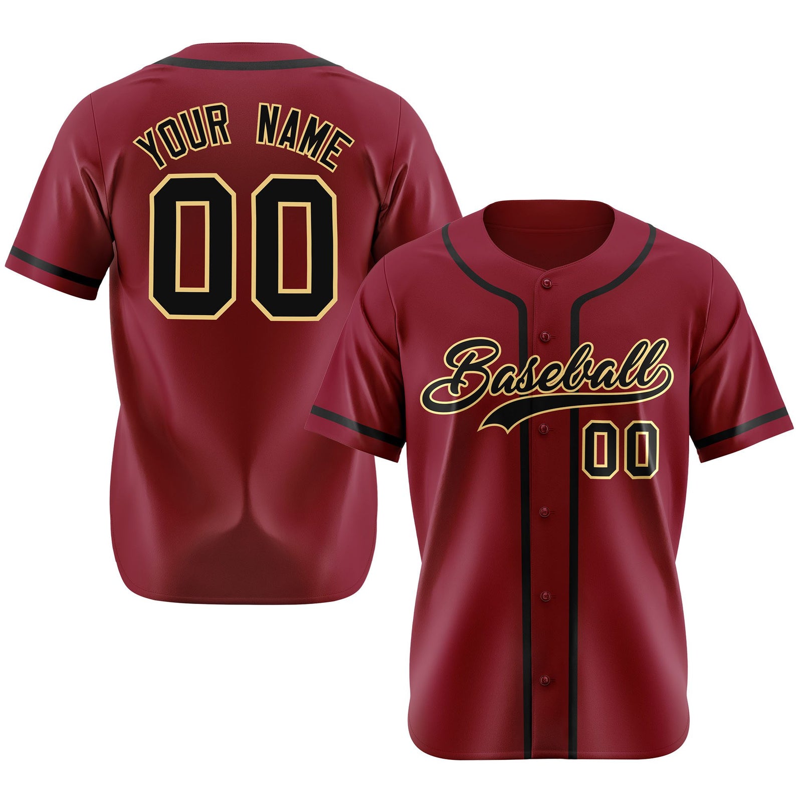 Custom Crimson Black Classic Style Authentic Baseball Jersey