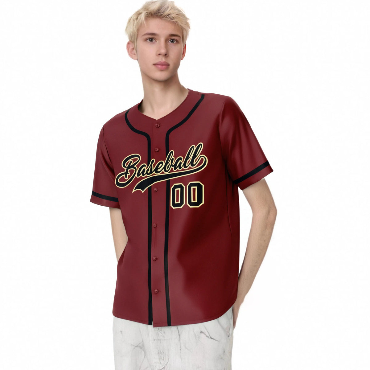 Custom Crimson Black Classic Style Authentic Baseball Jersey