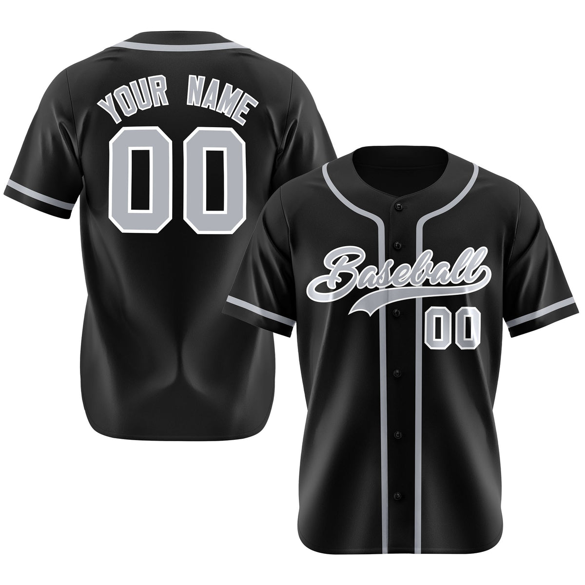 Custom Black Gray Classic Style Authentic Baseball Jersey