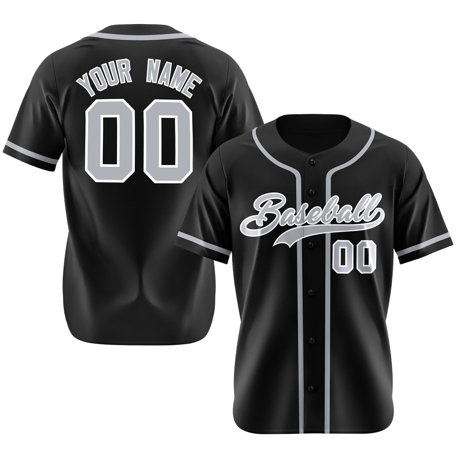 Custom Black Gray Classic Style Authentic Baseball Jersey