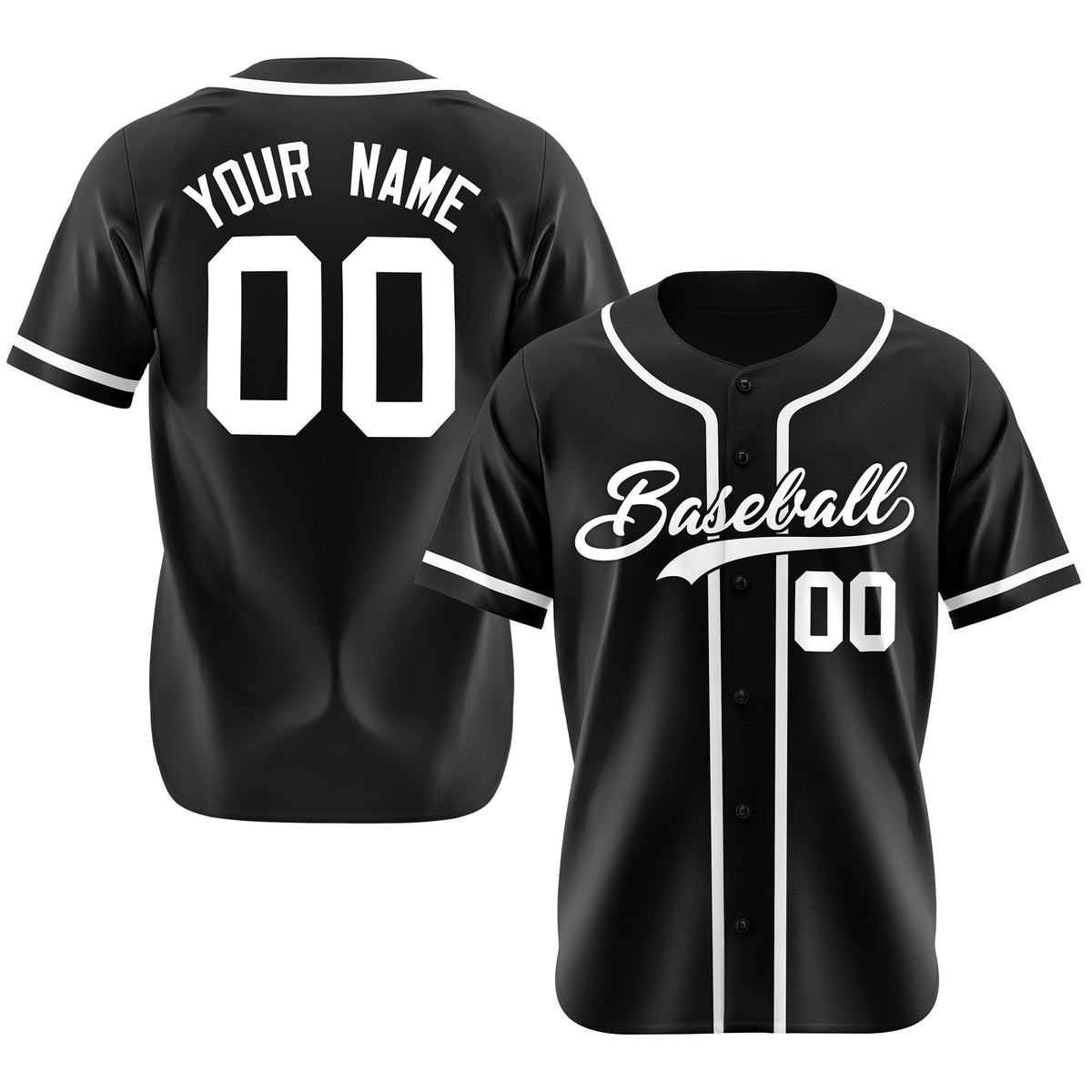 Custom Black White Classic Style Authentic Baseball Jersey