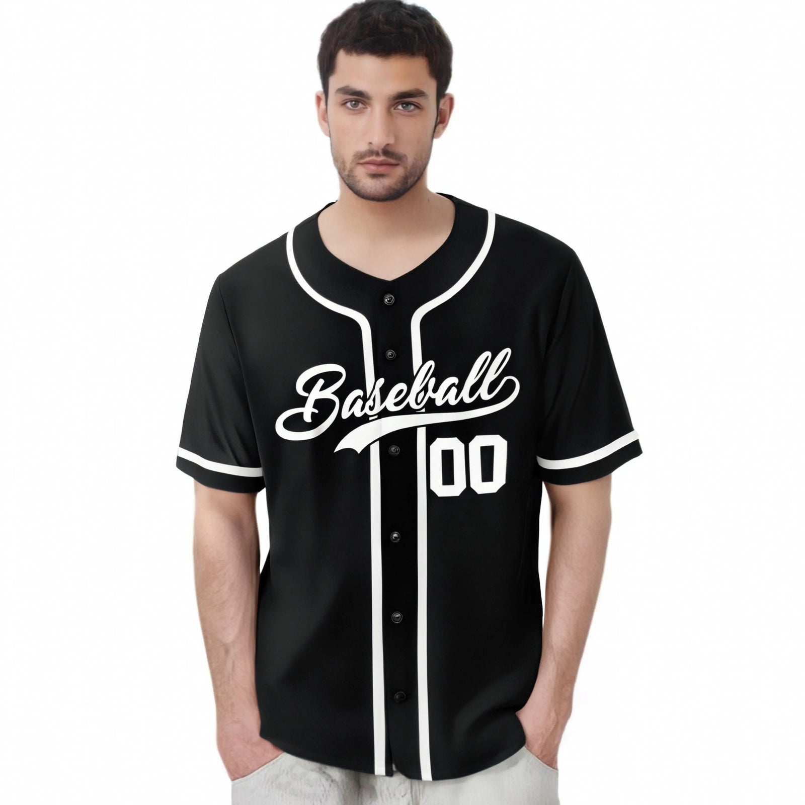 Custom Black White Classic Style Authentic Baseball Jersey