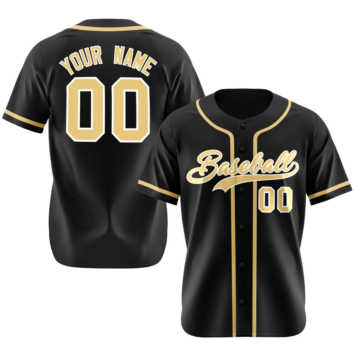 Custom Black Khaki Classic Style Authentic Baseball Jersey